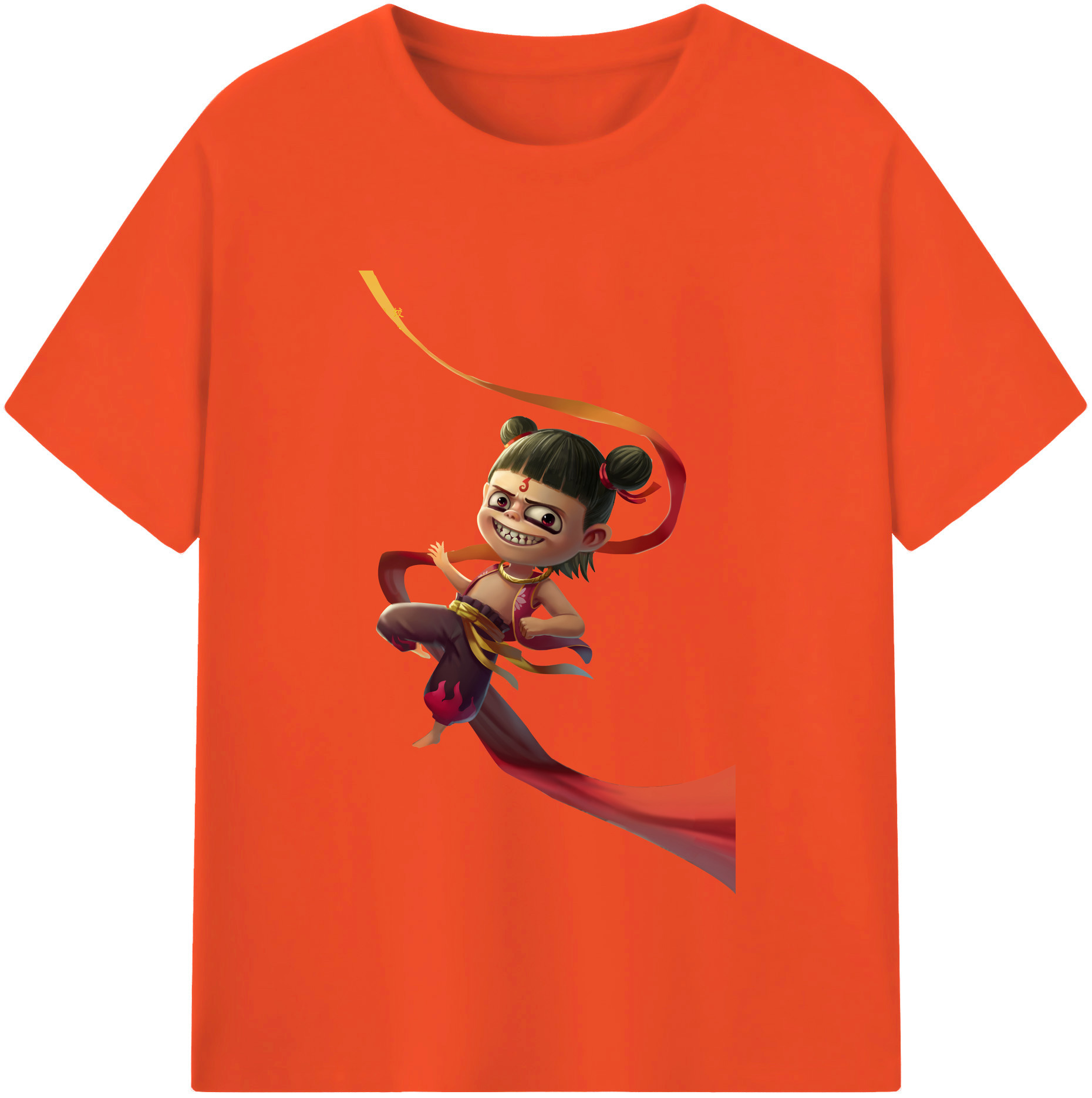 （画像用） Ne Zha 2 ナタ 魔童の大暴れ 綿100％半袖Tシャツ（フロントプリント）