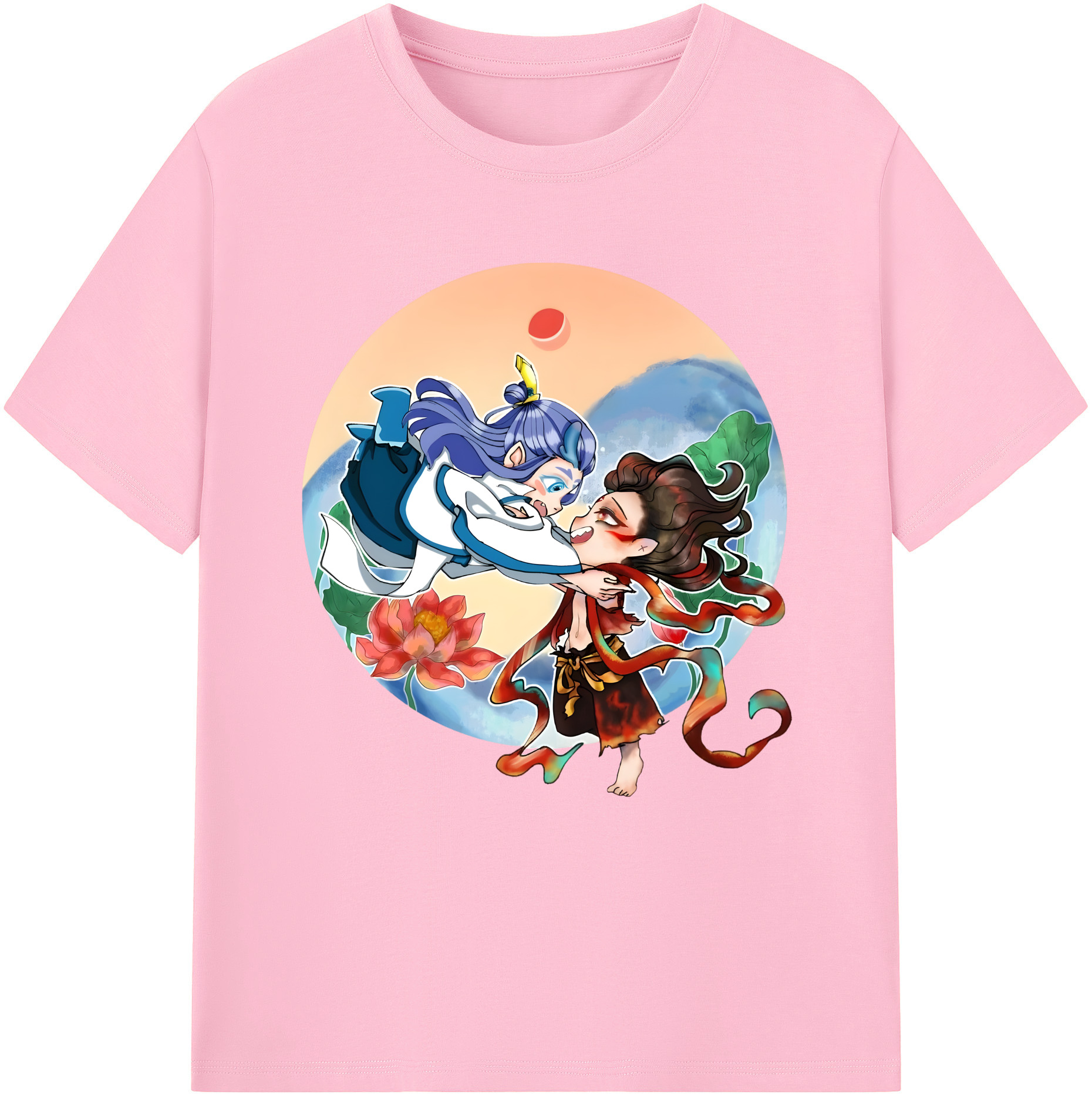（画像用） Ne Zha 2 ナタ 魔童の大暴れ 綿100％半袖Tシャツ（フロントプリント）