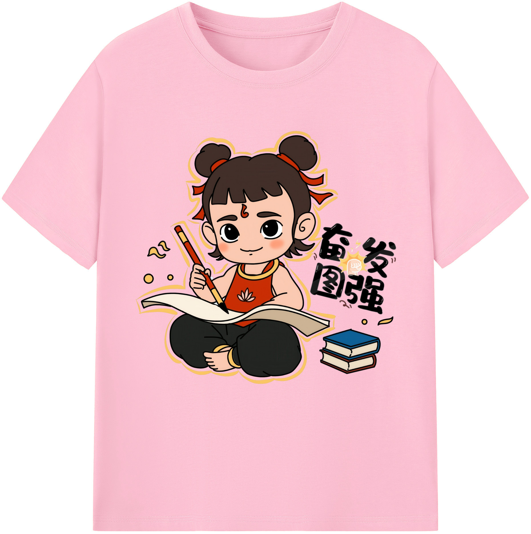 （画像用） Ne Zha 2 ナタ 魔童の大暴れ 綿100％半袖Tシャツ（フロントプリント）