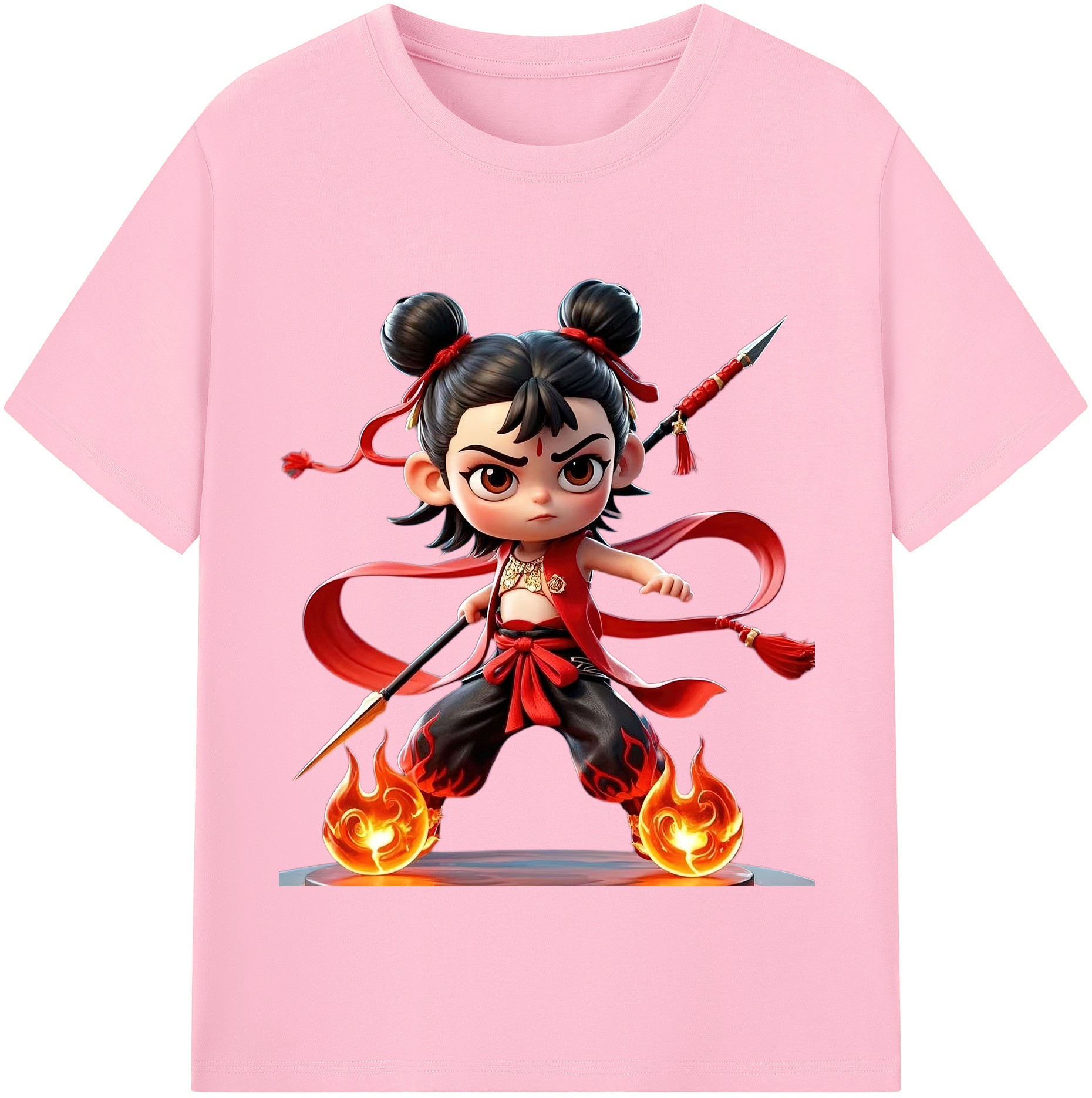 （画像用） Ne Zha 2 ナタ 魔童の大暴れ 綿100％半袖Tシャツ（フロントプリント）