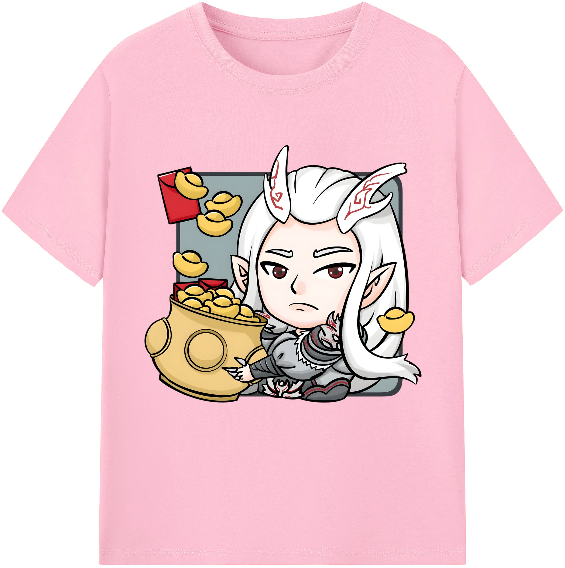 （画像用） Ne Zha 2 ナタ 魔童の大暴れ 綿100％半袖Tシャツ（フロントプリント）