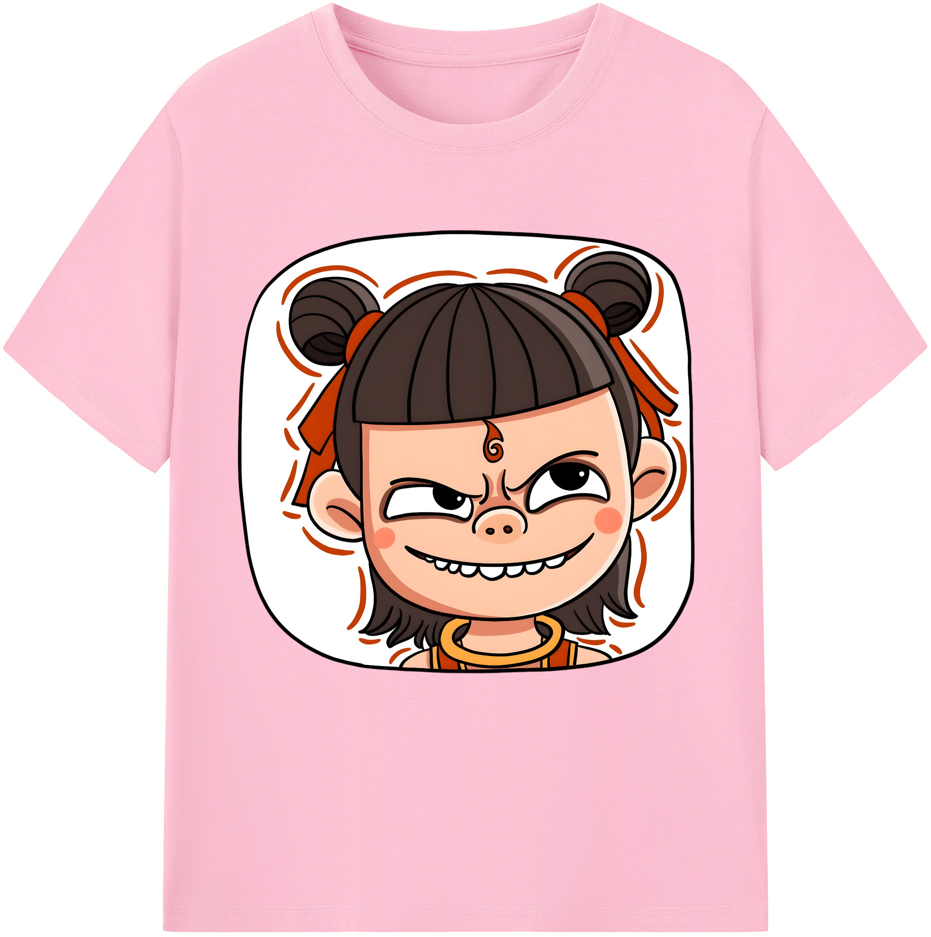 （画像用） Ne Zha 2 ナタ 魔童の大暴れ 綿100％半袖Tシャツ（フロントプリント）