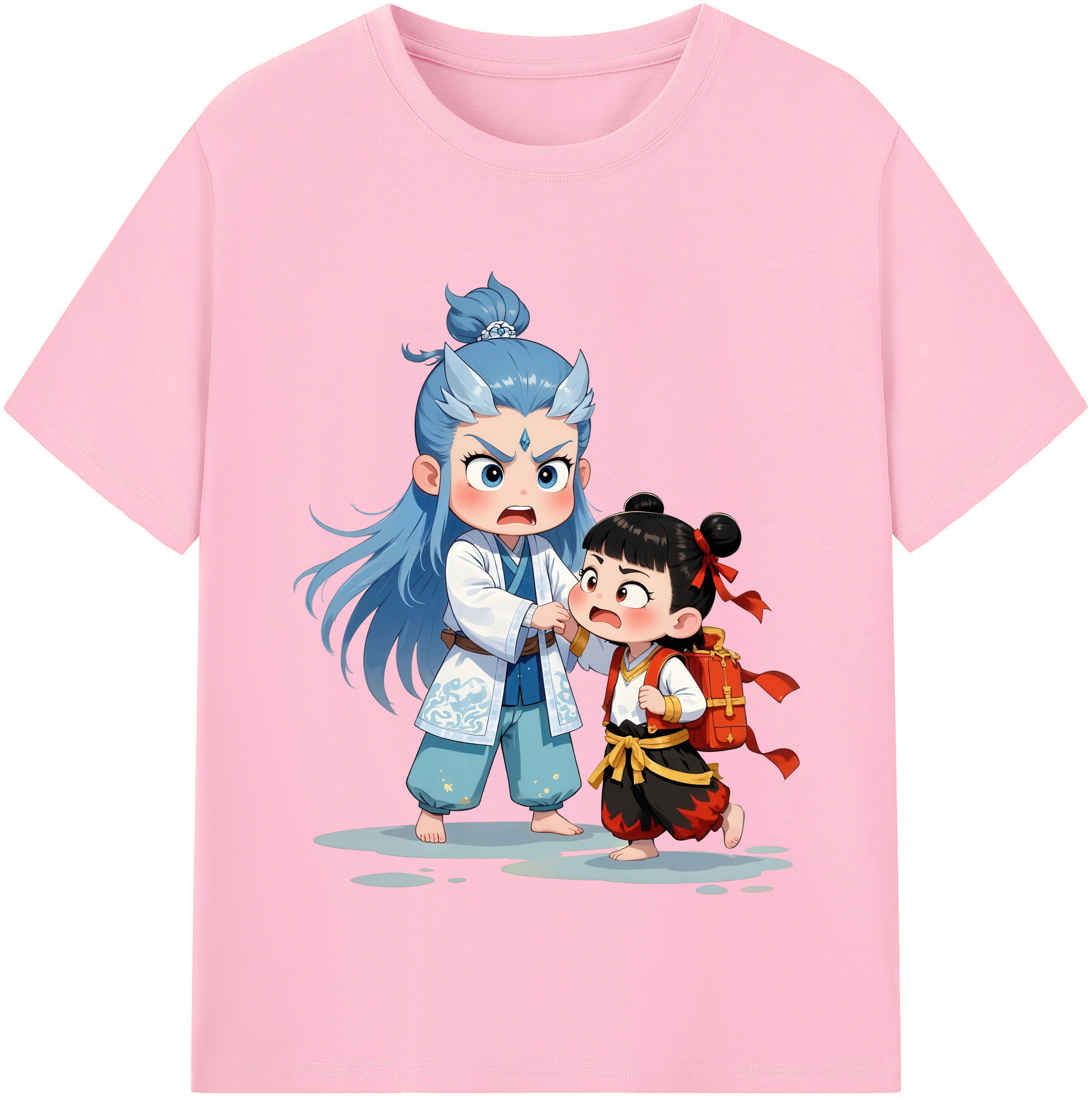 （画像用） Ne Zha 2 ナタ 魔童の大暴れ 綿100％半袖Tシャツ（フロントプリント）