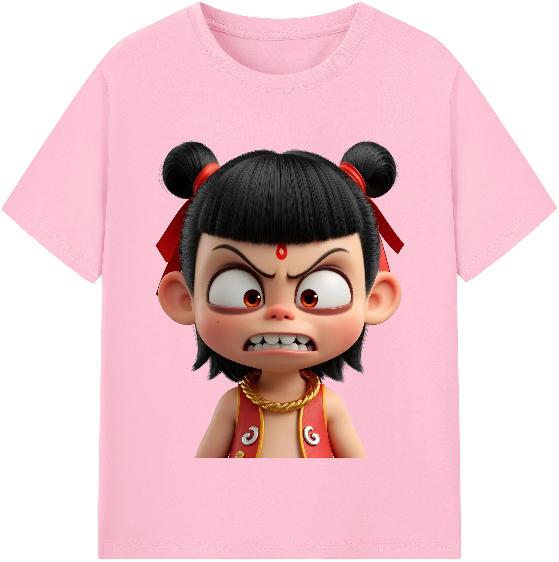 （画像用） Ne Zha 2 ナタ 魔童の大暴れ 綿100％半袖Tシャツ（フロントプリント）