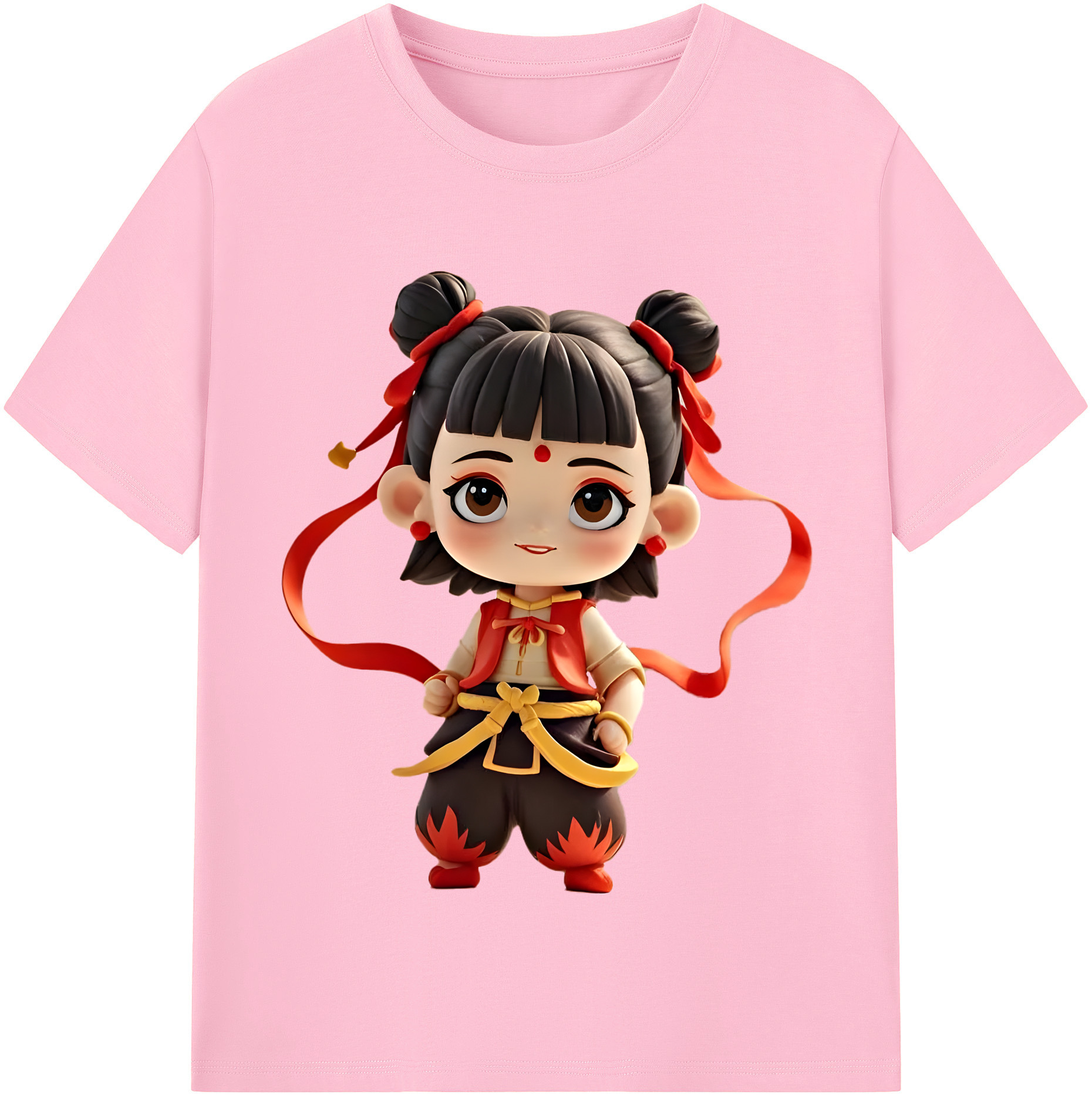 （画像用） Ne Zha 2 ナタ 魔童の大暴れ 綿100％半袖Tシャツ（フロントプリント）