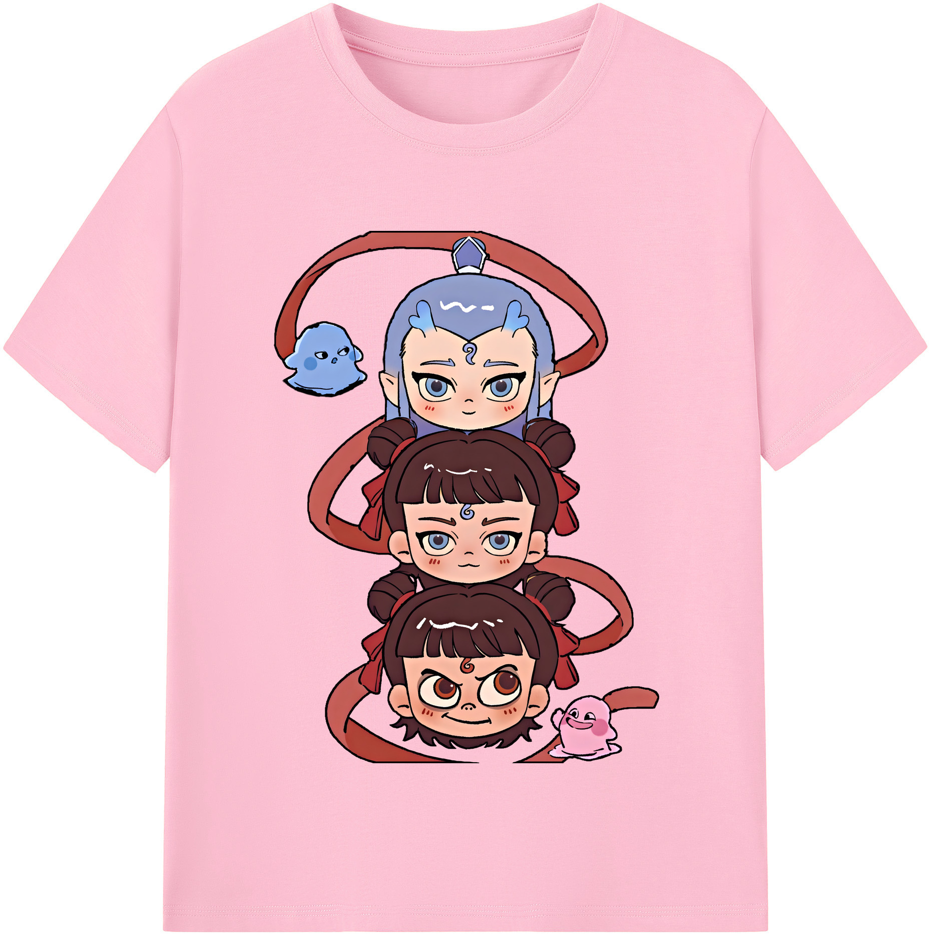 （画像用） Ne Zha 2 ナタ 魔童の大暴れ 綿100％半袖Tシャツ（フロントプリント）