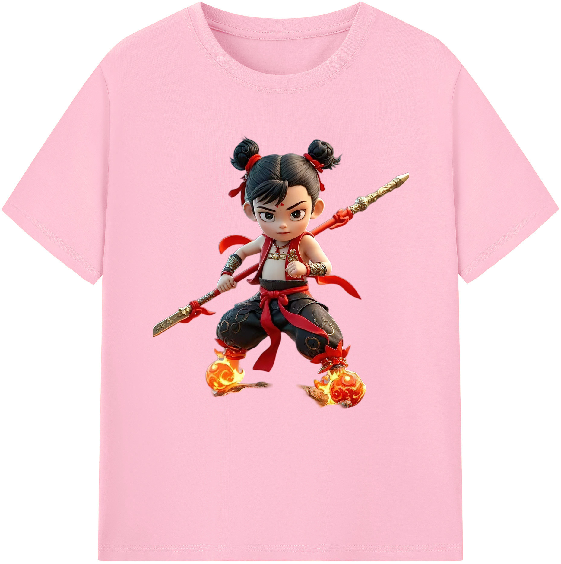 （画像用） Ne Zha 2 ナタ 魔童の大暴れ 綿100％半袖Tシャツ（フロントプリント）