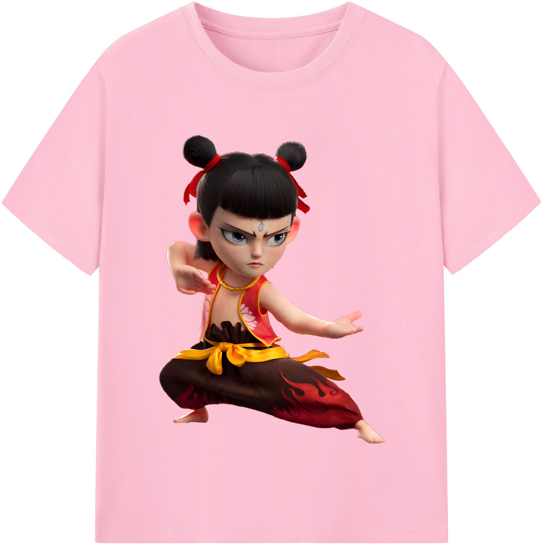 （画像用） Ne Zha 2 ナタ 魔童の大暴れ 綿100％半袖Tシャツ（フロントプリント）