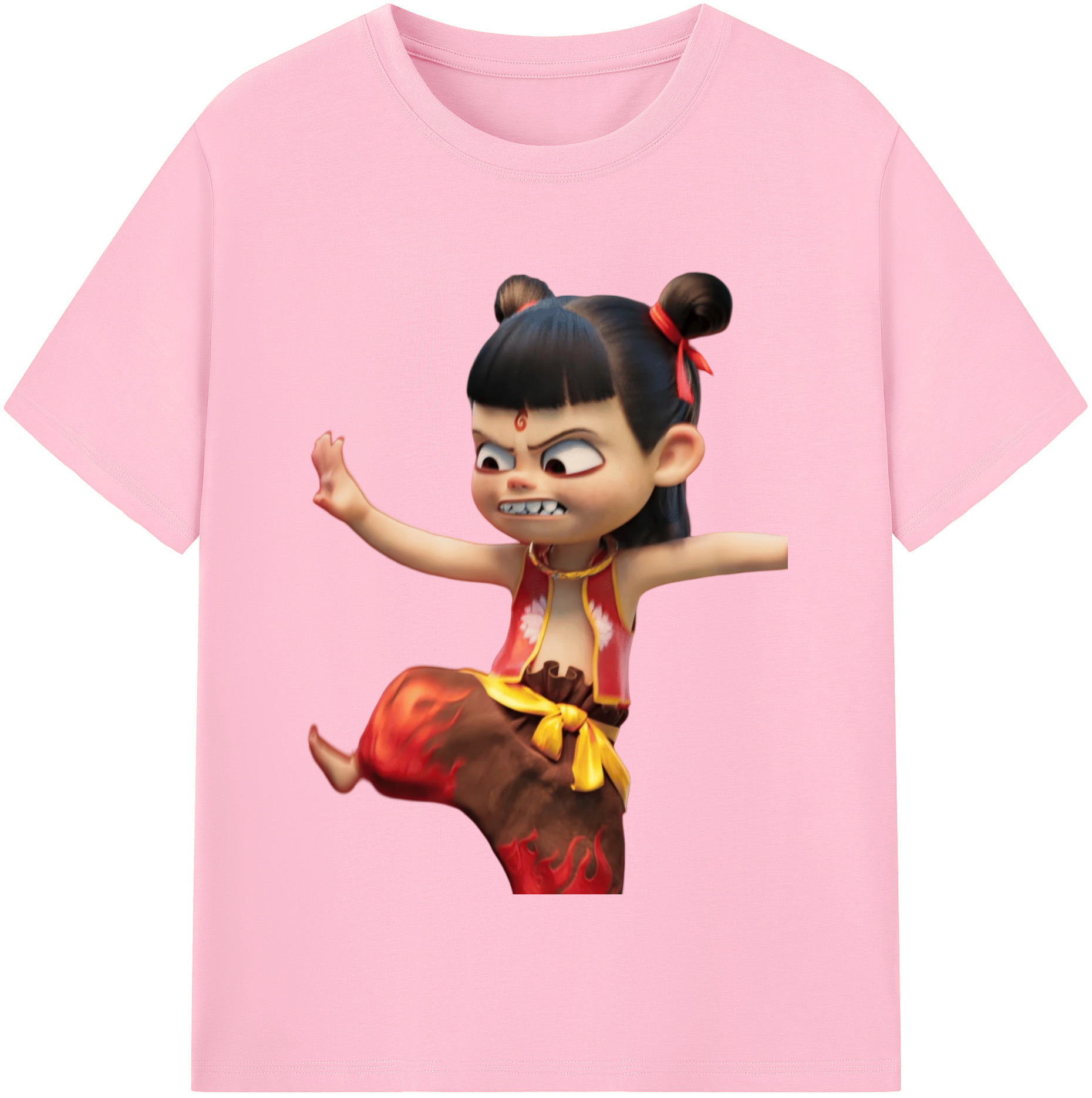 （画像用） Ne Zha 2 ナタ 魔童の大暴れ 綿100％半袖Tシャツ（フロントプリント）