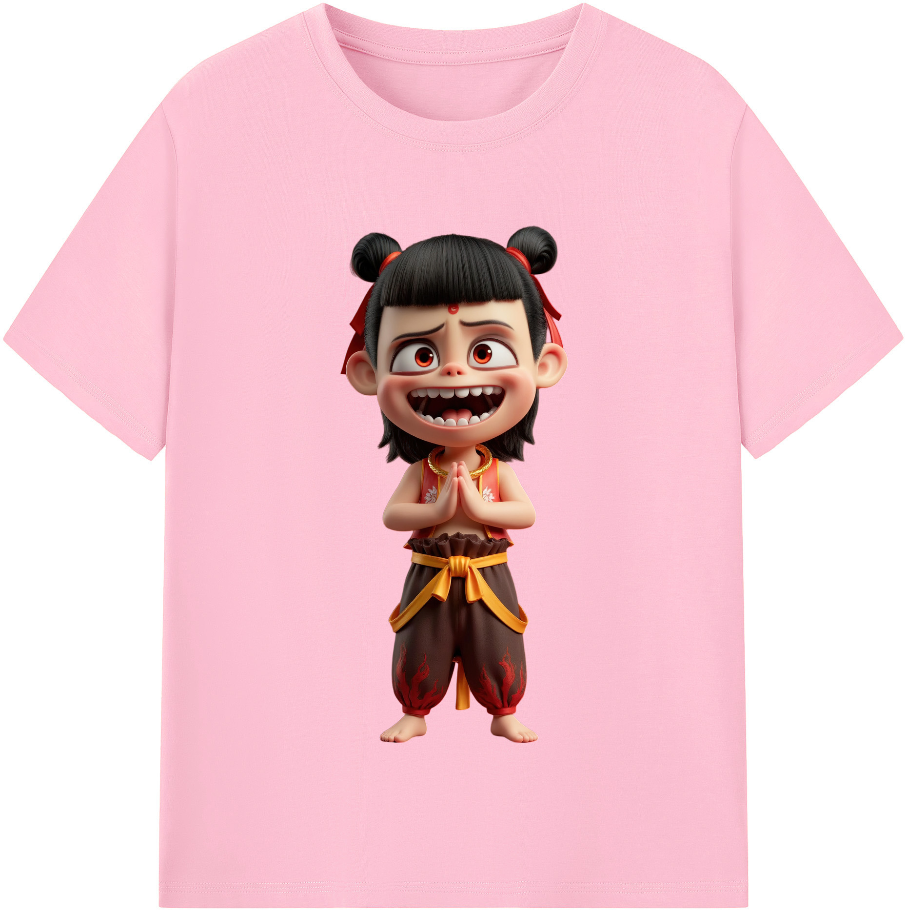 （画像用） Ne Zha 2 ナタ 魔童の大暴れ 綿100％半袖Tシャツ（フロントプリント）