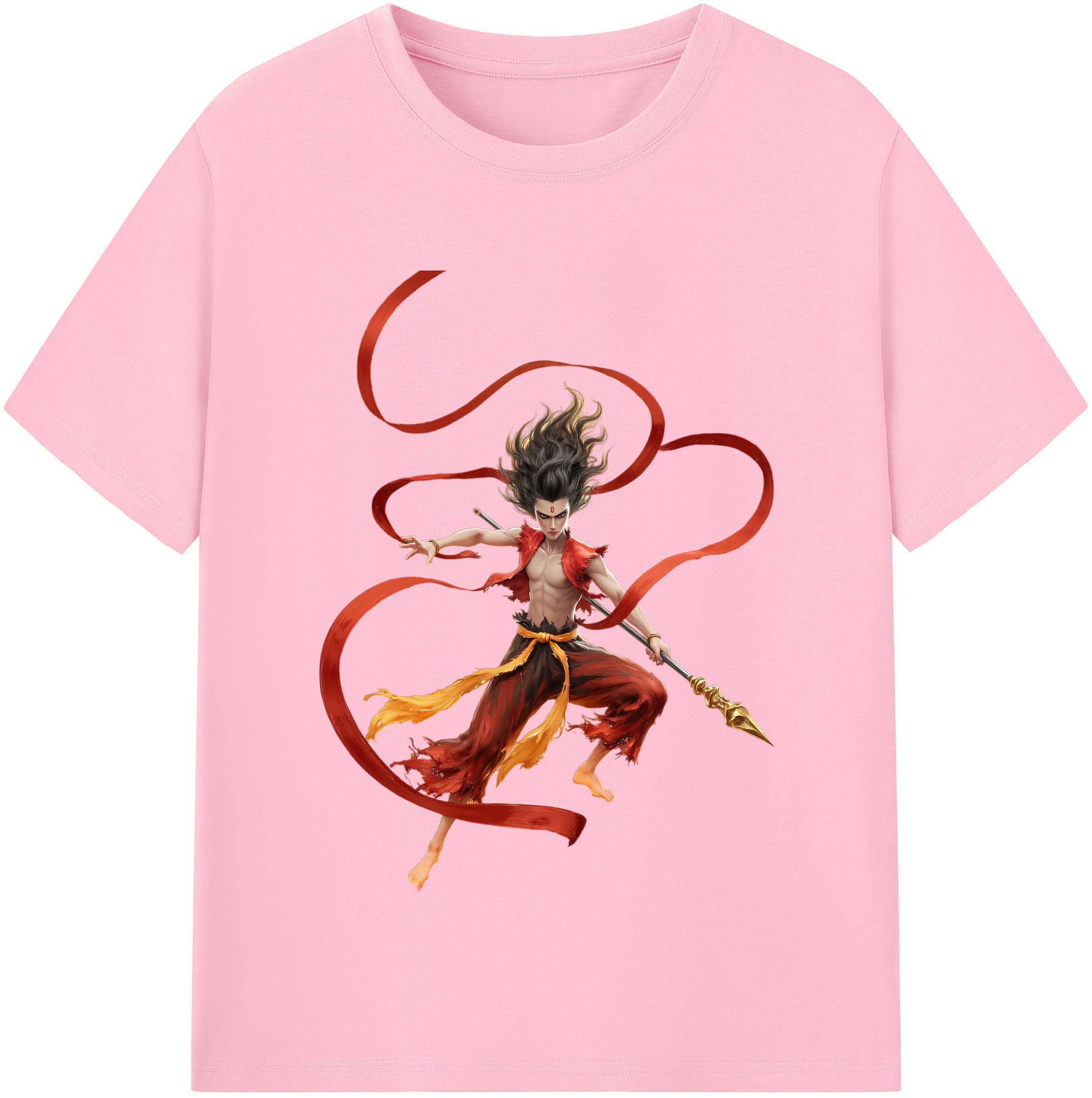 （画像用） Ne Zha 2 ナタ 魔童の大暴れ 綿100％半袖Tシャツ（フロントプリント）