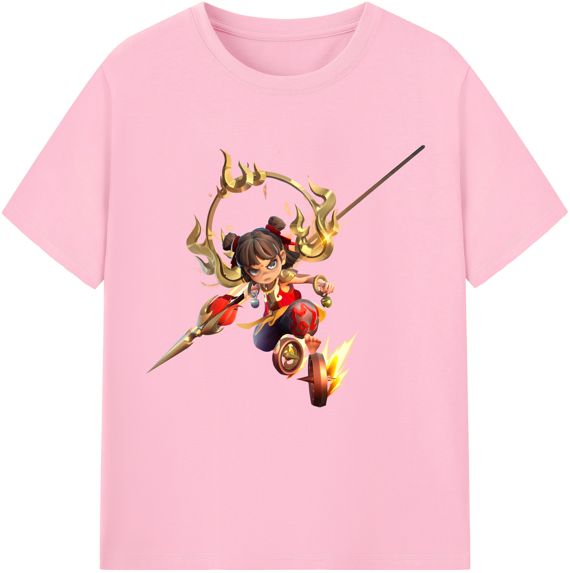 （画像用） Ne Zha 2 ナタ 魔童の大暴れ 綿100％半袖Tシャツ（フロントプリント）