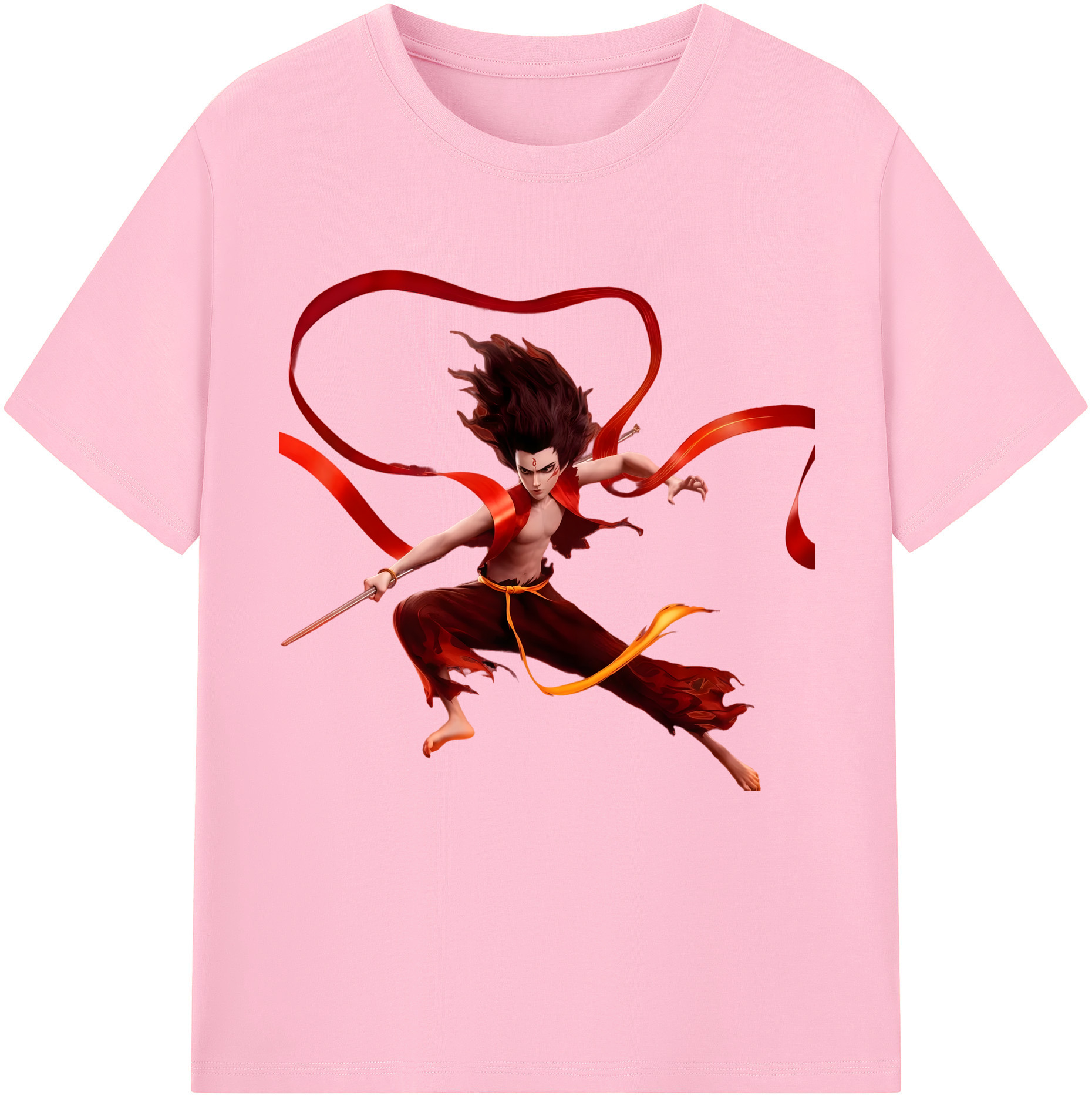 （画像用） Ne Zha 2 ナタ 魔童の大暴れ 綿100％半袖Tシャツ（フロントプリント）