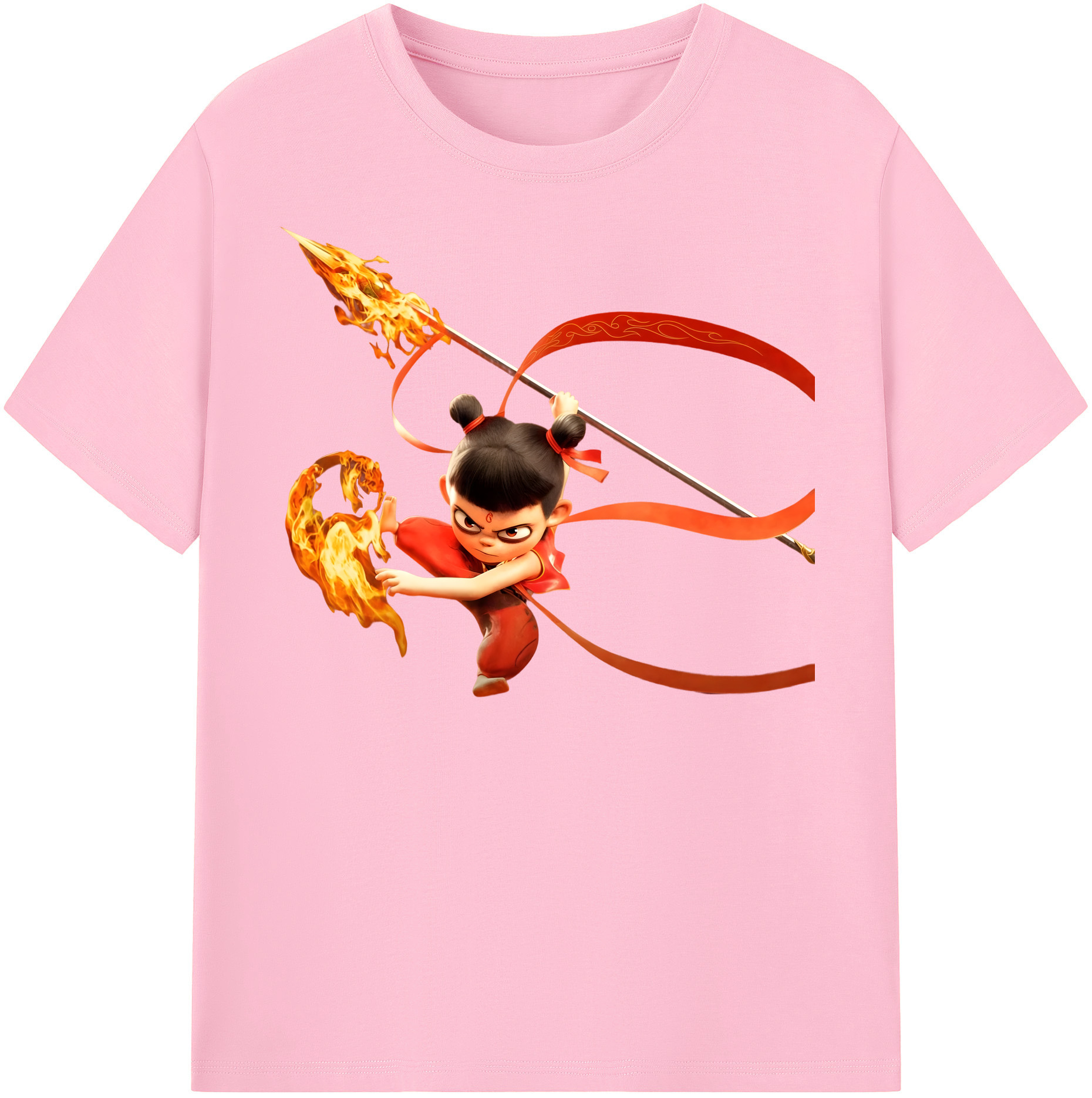 （画像用） Ne Zha 2 ナタ 魔童の大暴れ 綿100％半袖Tシャツ（フロントプリント）