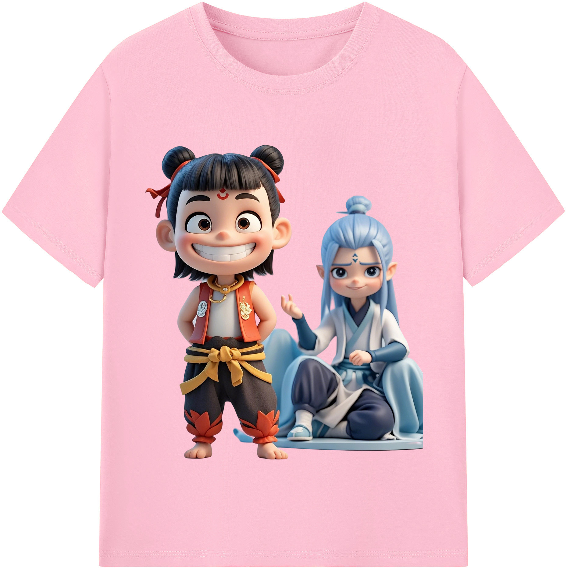 （画像用） Ne Zha 2 ナタ 魔童の大暴れ 綿100％半袖Tシャツ（フロントプリント）