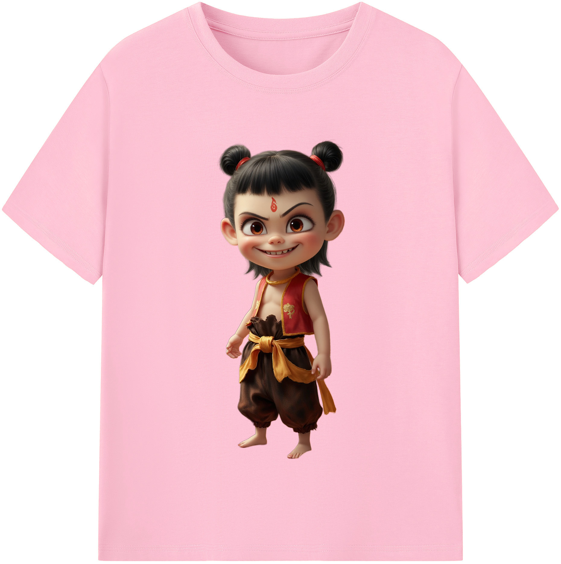 （画像用） Ne Zha 2 ナタ 魔童の大暴れ 綿100％半袖Tシャツ（フロントプリント）