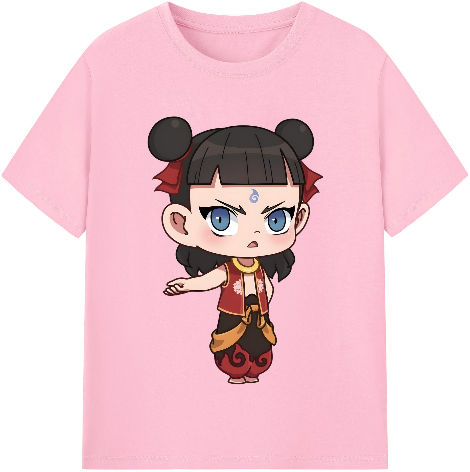 （画像用） Ne Zha 2 ナタ 魔童の大暴れ 綿100％半袖Tシャツ（フロントプリント）