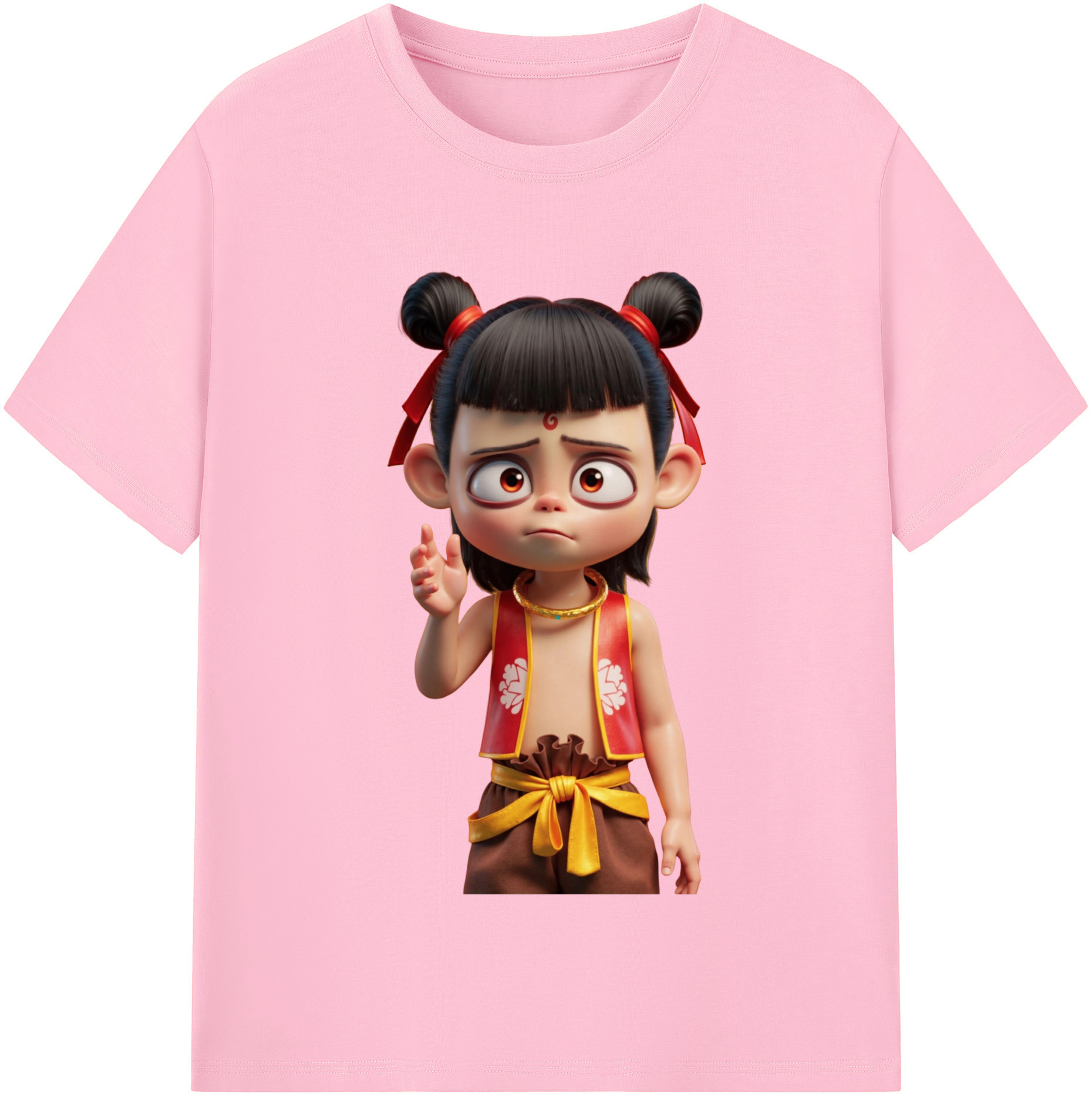 （画像用） Ne Zha 2 ナタ 魔童の大暴れ 綿100％半袖Tシャツ（フロントプリント）