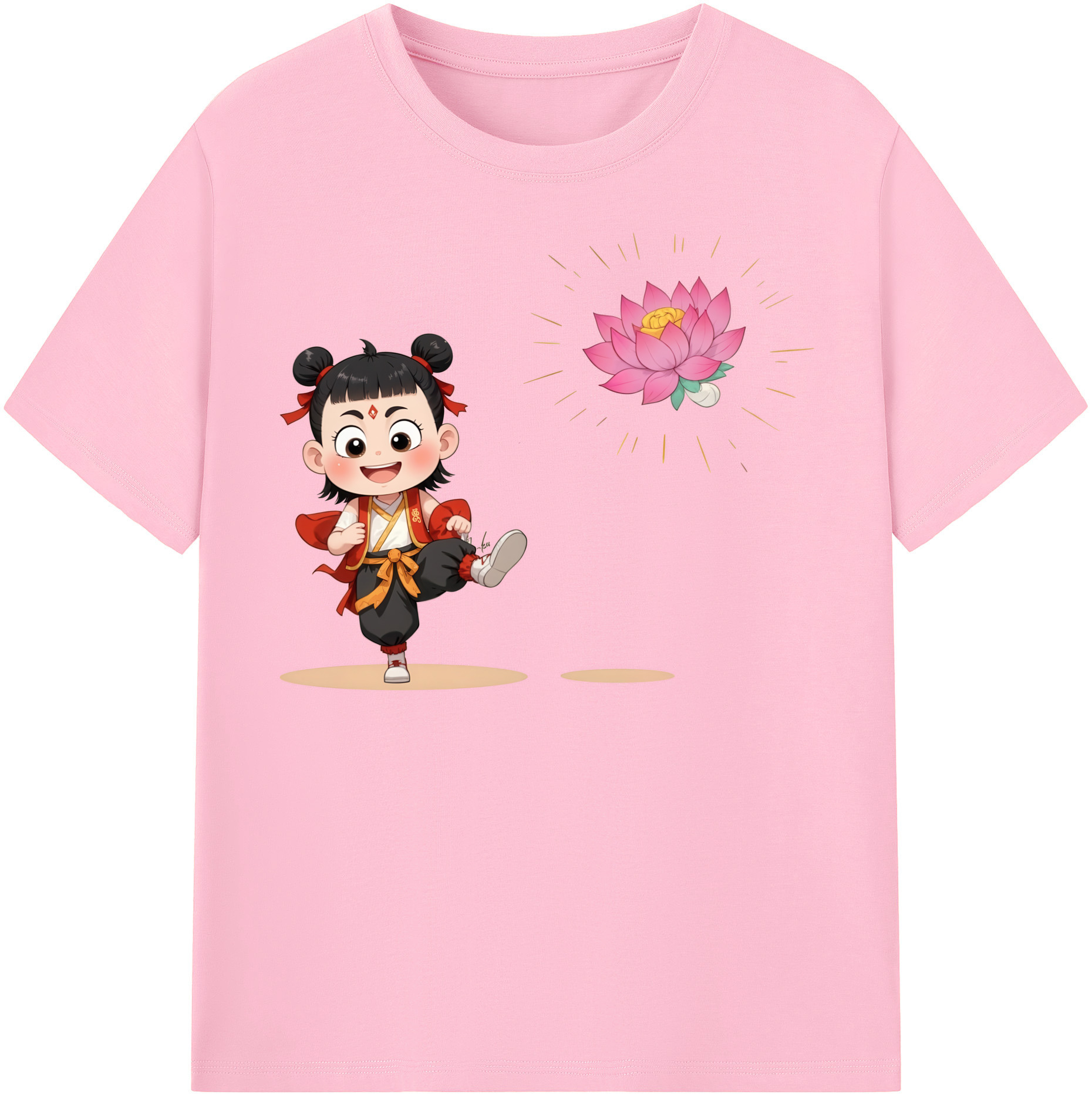 （画像用） Ne Zha 2 ナタ 魔童の大暴れ 綿100％半袖Tシャツ（フロントプリント）