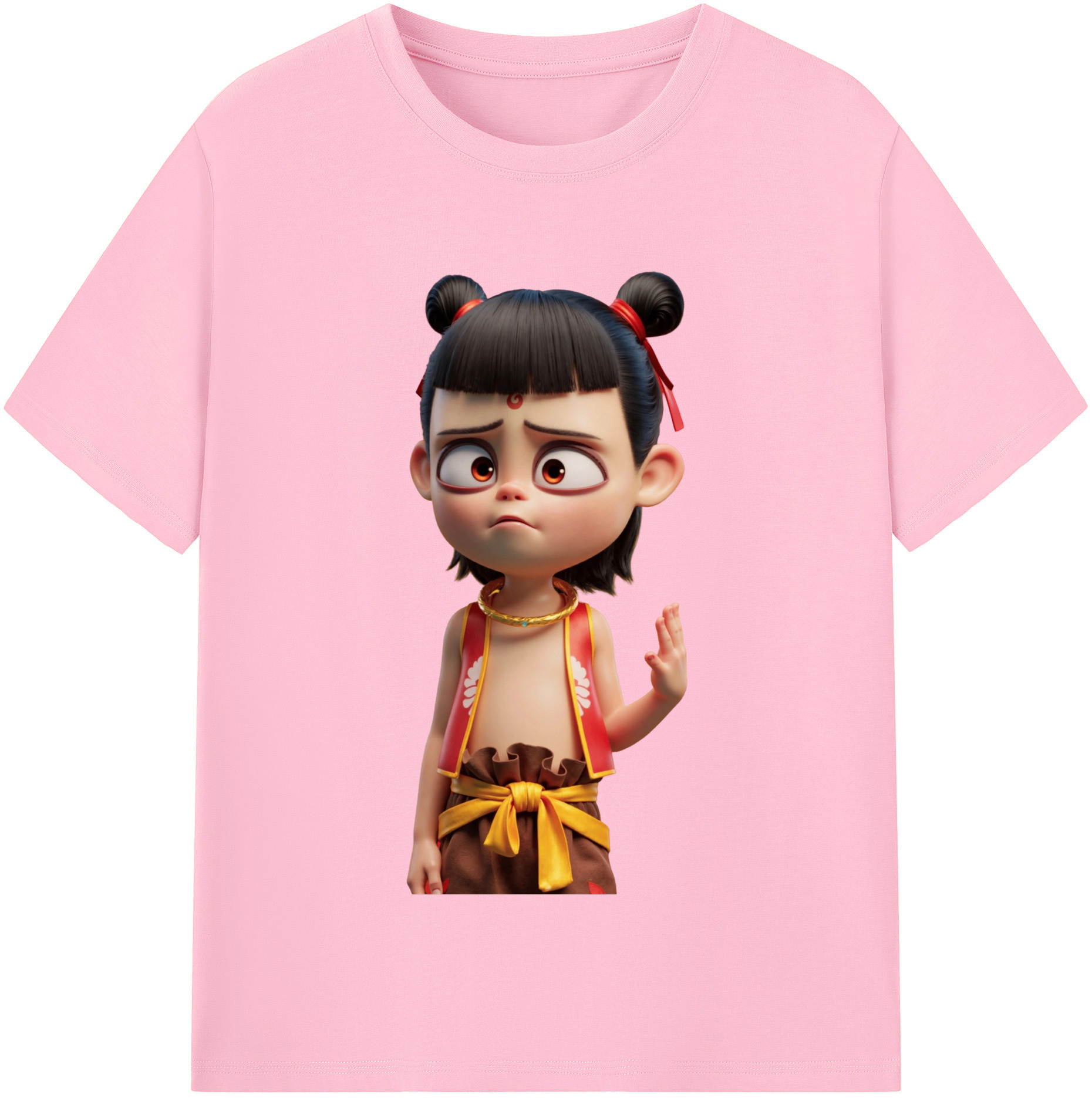 （画像用） Ne Zha 2 ナタ 魔童の大暴れ 綿100％半袖Tシャツ（フロントプリント）
