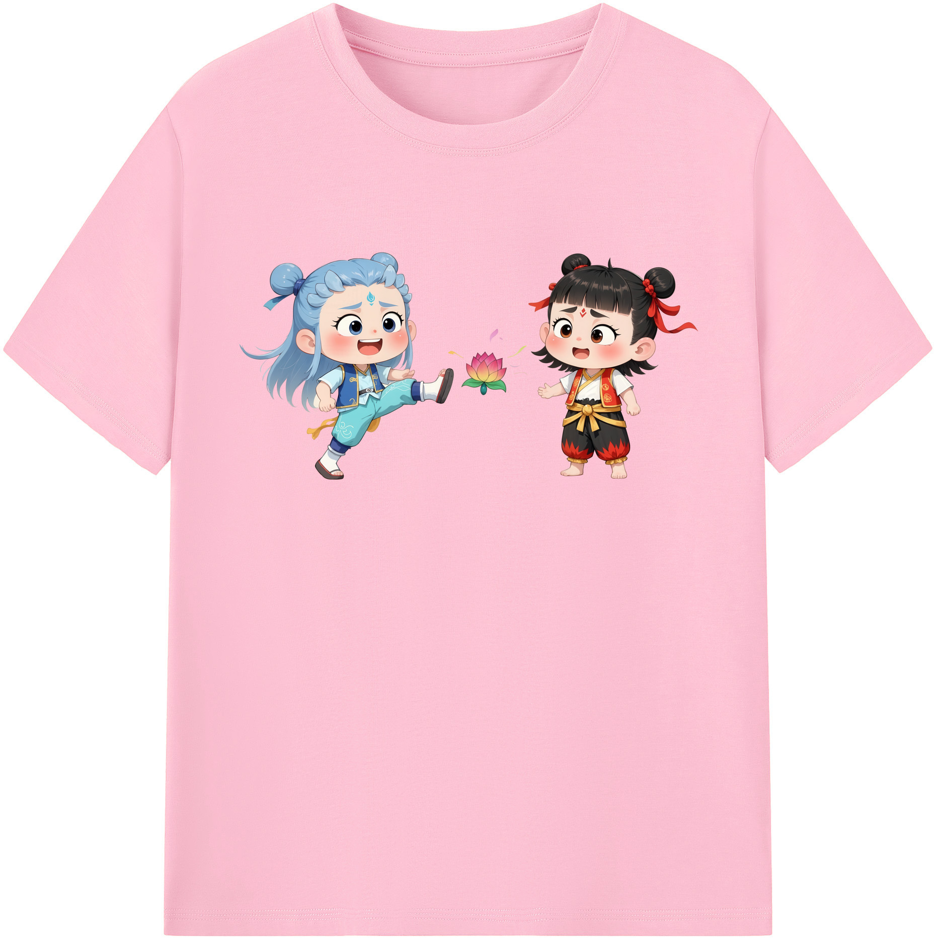 （画像用） Ne Zha 2 ナタ 魔童の大暴れ 綿100％半袖Tシャツ（フロントプリント）