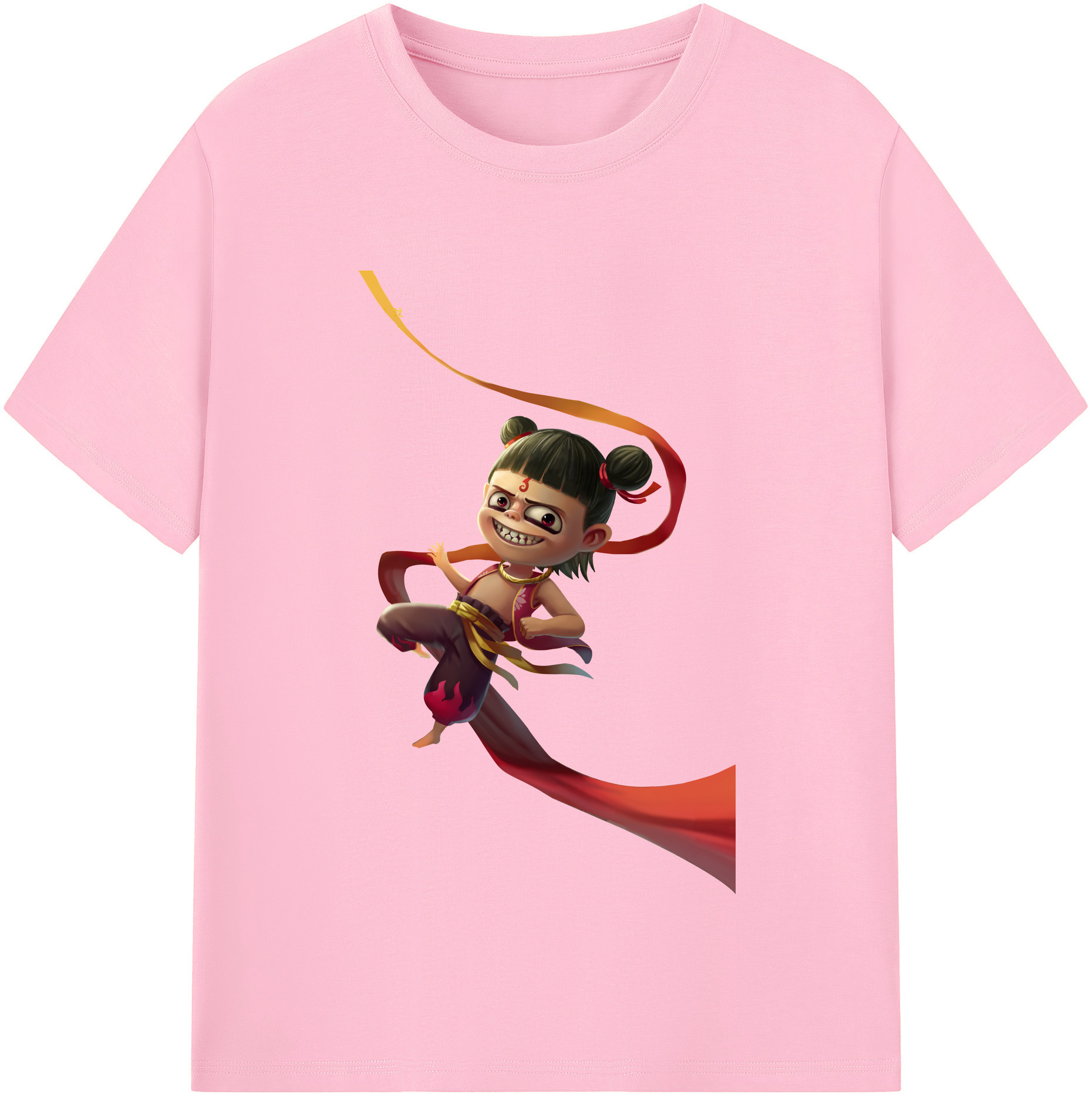 （画像用） Ne Zha 2 ナタ 魔童の大暴れ 綿100％半袖Tシャツ（フロントプリント）
