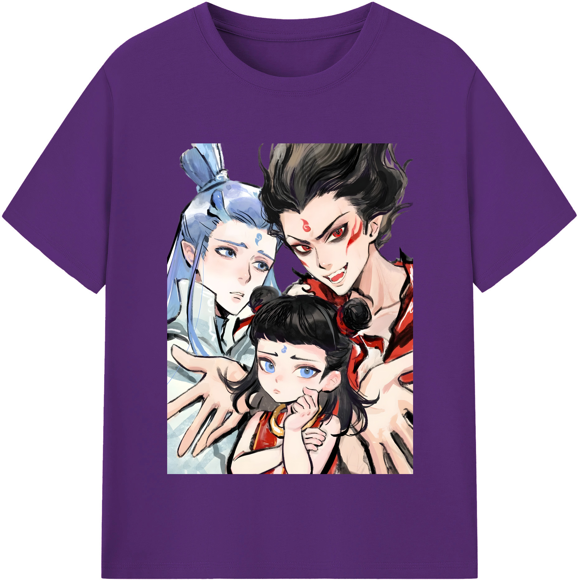 （画像用） Ne Zha 2 ナタ 魔童の大暴れ 綿100％半袖Tシャツ（フロントプリント）