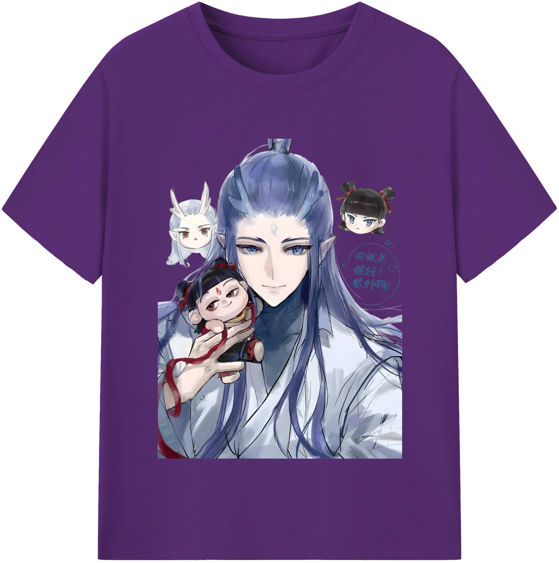 （画像用） Ne Zha 2 ナタ 魔童の大暴れ 綿100％半袖Tシャツ（フロントプリント）