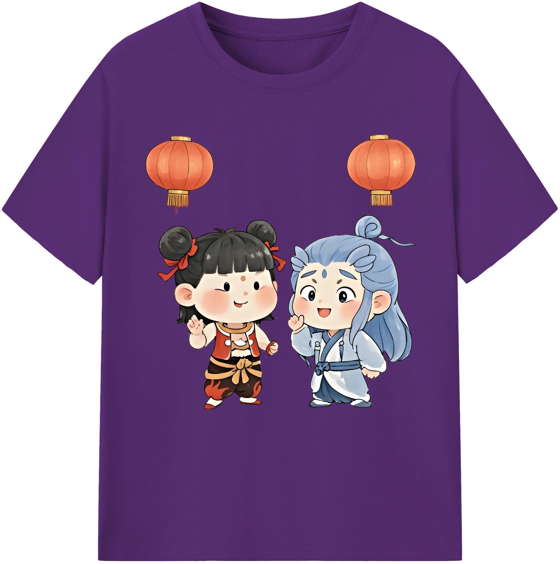 （画像用） Ne Zha 2 ナタ 魔童の大暴れ 綿100％半袖Tシャツ（フロントプリント）