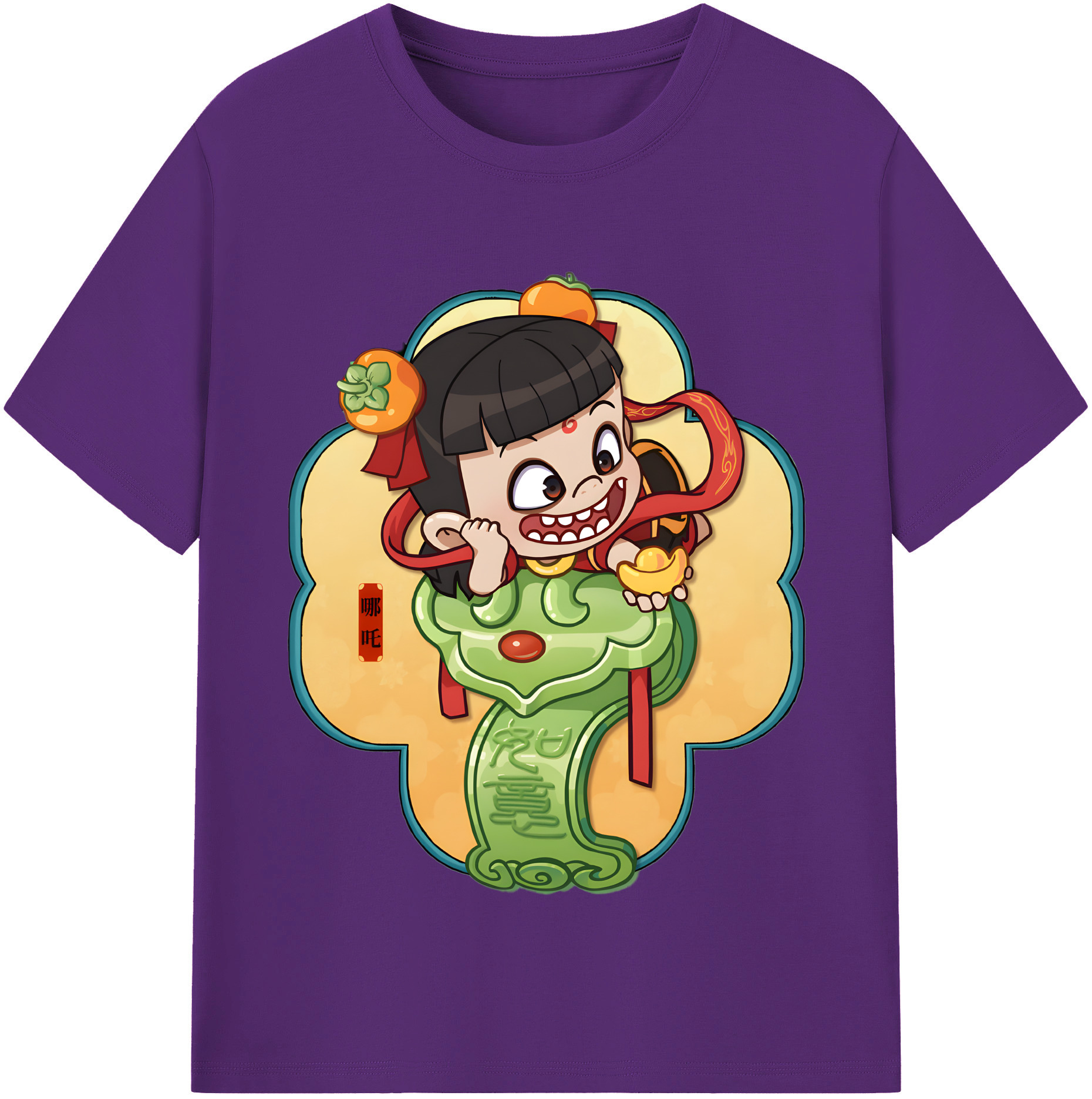 （画像用） Ne Zha 2 ナタ 魔童の大暴れ 綿100％半袖Tシャツ（フロントプリント）