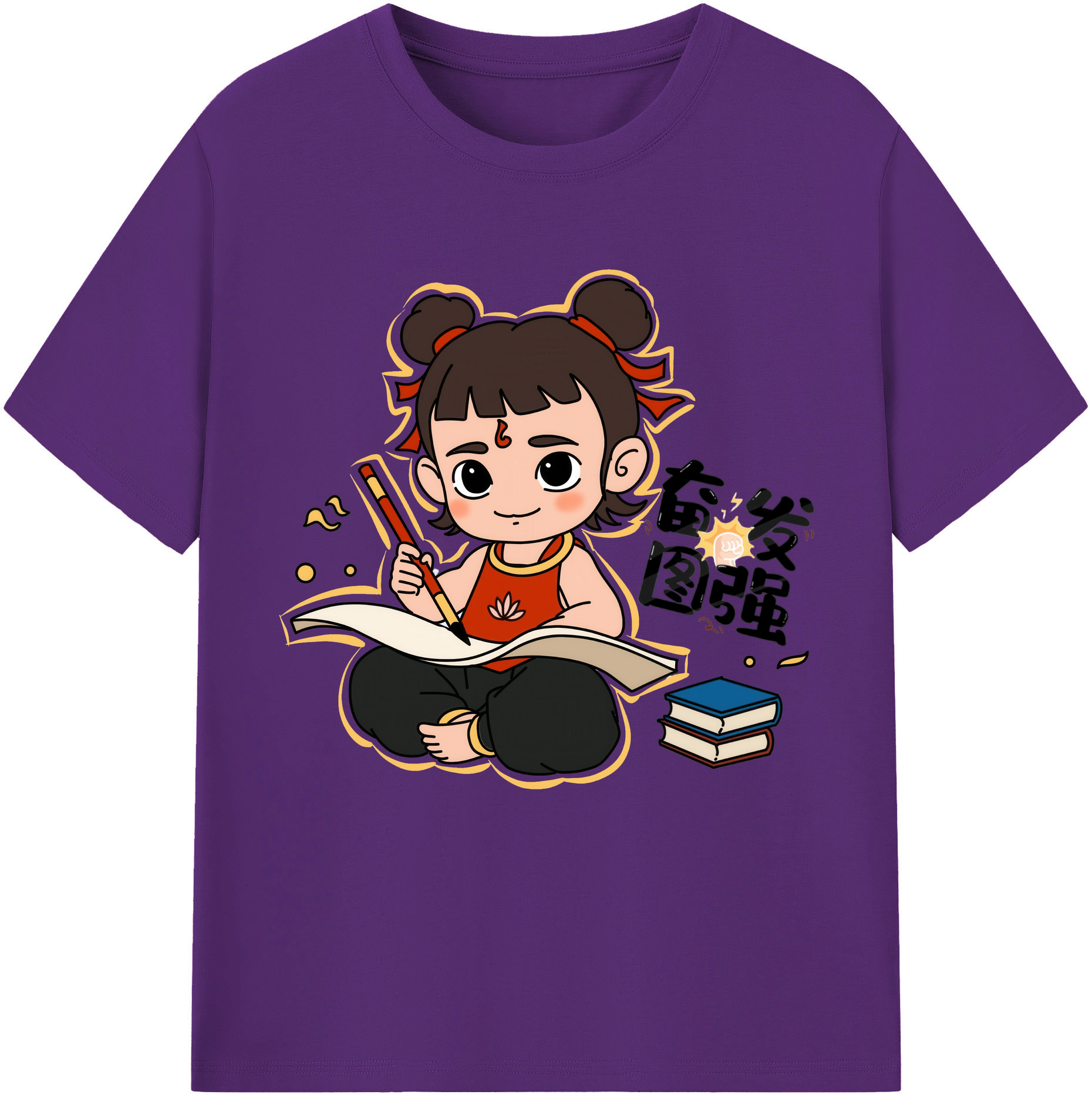 （画像用） Ne Zha 2 ナタ 魔童の大暴れ 綿100％半袖Tシャツ（フロントプリント）