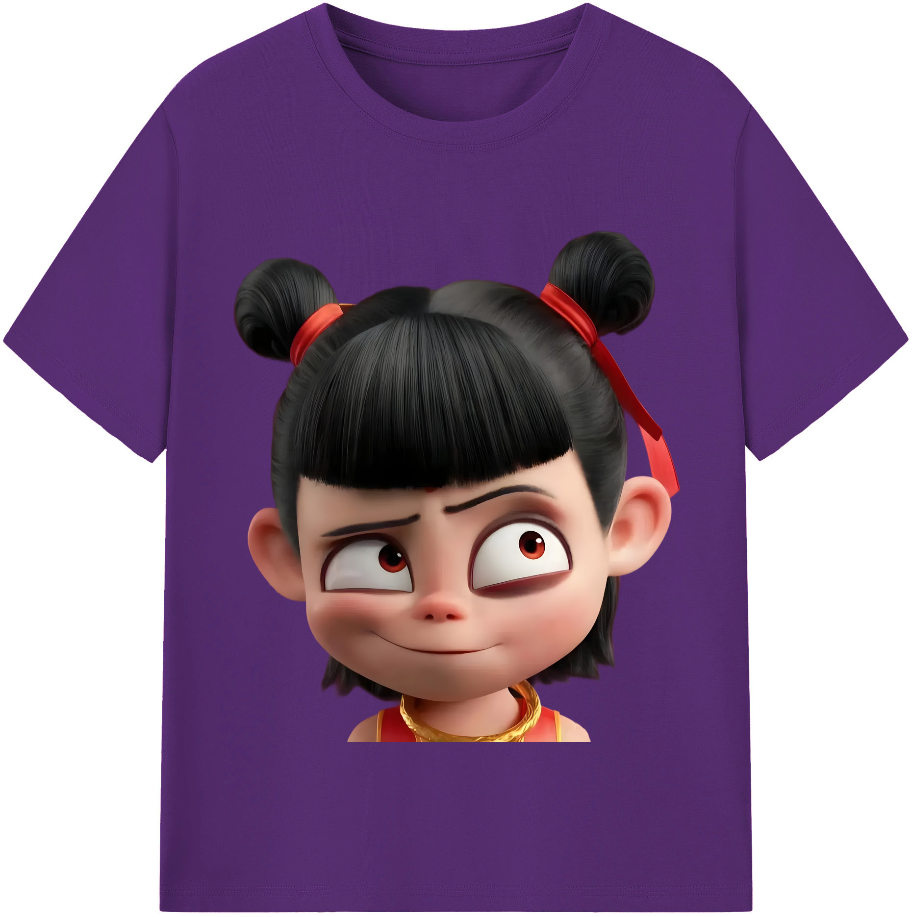 （画像用） Ne Zha 2 ナタ 魔童の大暴れ 綿100％半袖Tシャツ（フロントプリント）