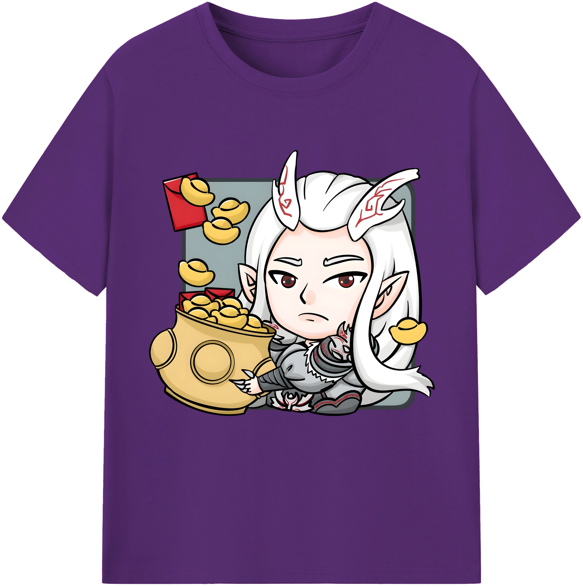 （画像用） Ne Zha 2 ナタ 魔童の大暴れ 綿100％半袖Tシャツ（フロントプリント）