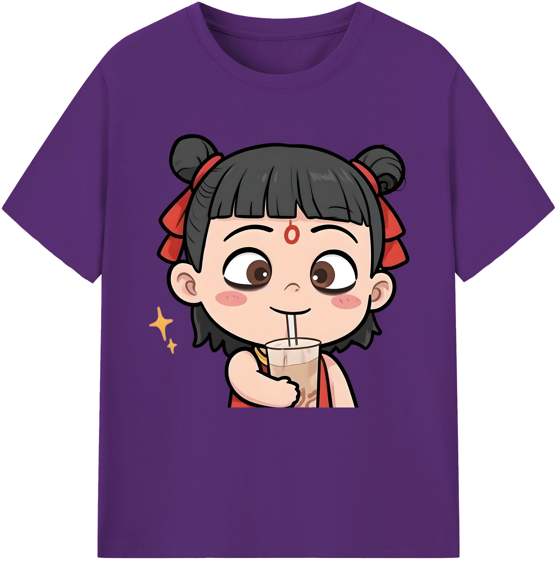 （画像用） Ne Zha 2 ナタ 魔童の大暴れ 綿100％半袖Tシャツ（フロントプリント）