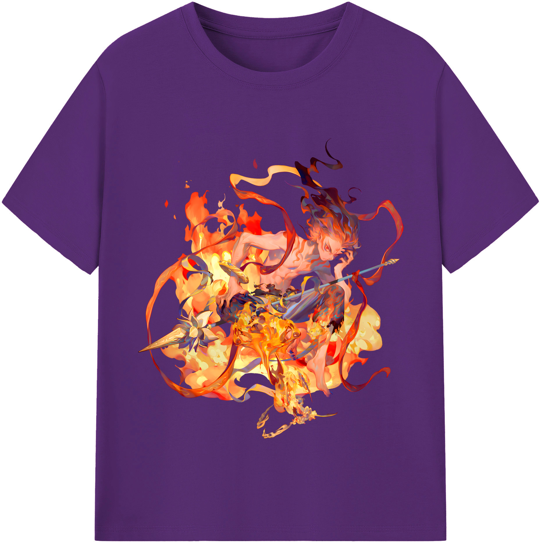 （画像用） Ne Zha 2 ナタ 魔童の大暴れ 綿100％半袖Tシャツ（フロントプリント）
