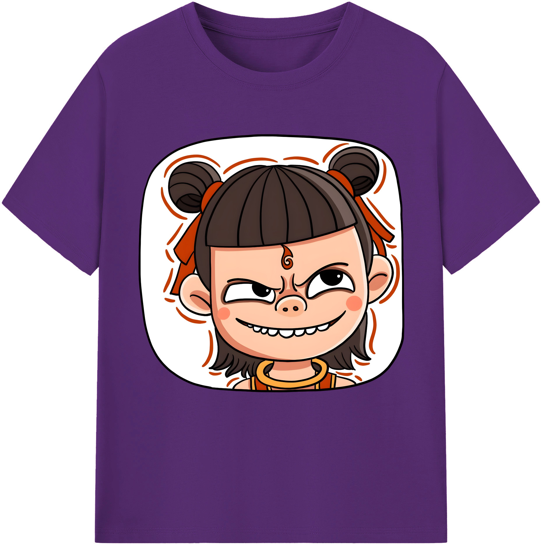 （画像用） Ne Zha 2 ナタ 魔童の大暴れ 綿100％半袖Tシャツ（フロントプリント）