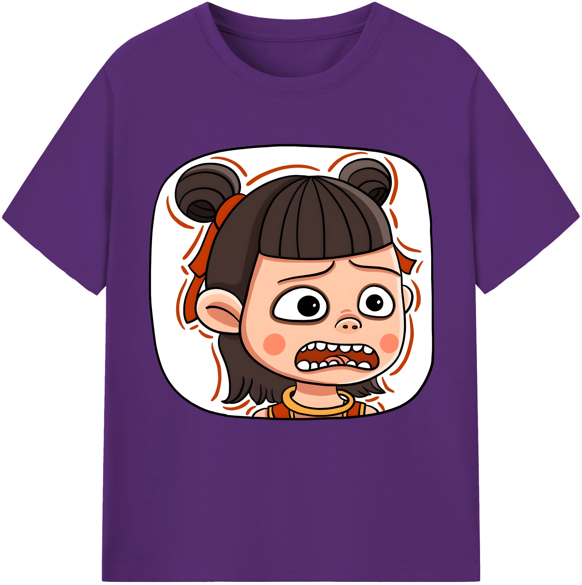 （画像用） Ne Zha 2 ナタ 魔童の大暴れ 綿100％半袖Tシャツ（フロントプリント）