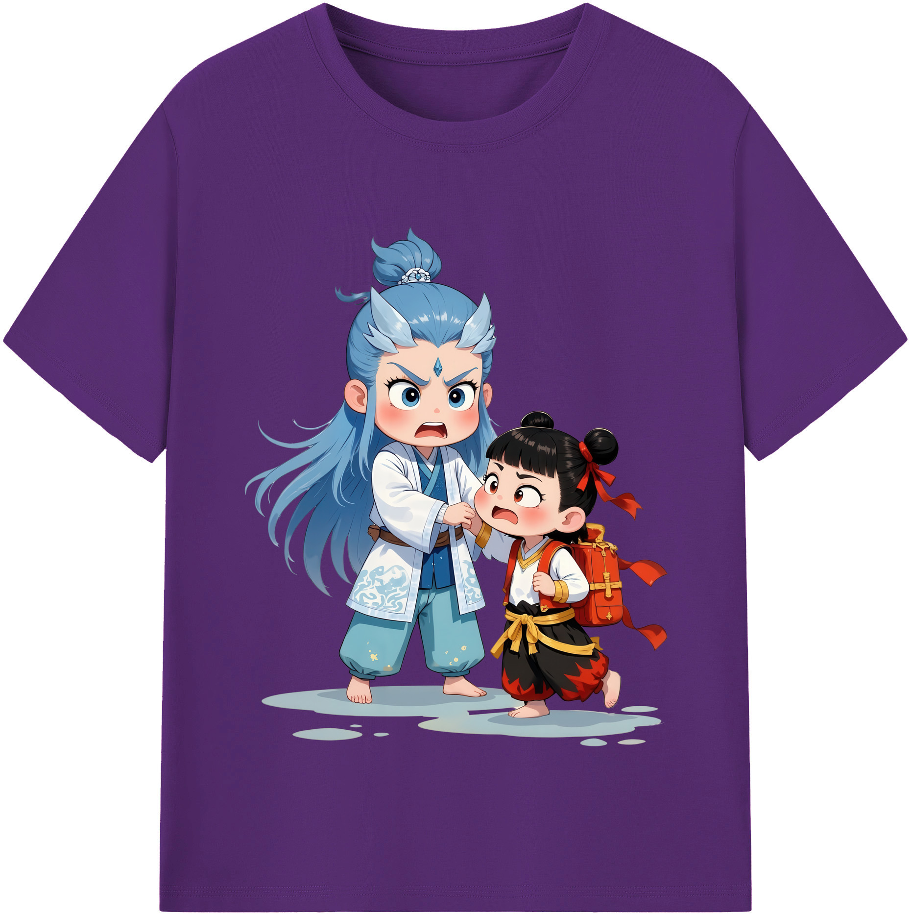 （画像用） Ne Zha 2 ナタ 魔童の大暴れ 綿100％半袖Tシャツ（フロントプリント）