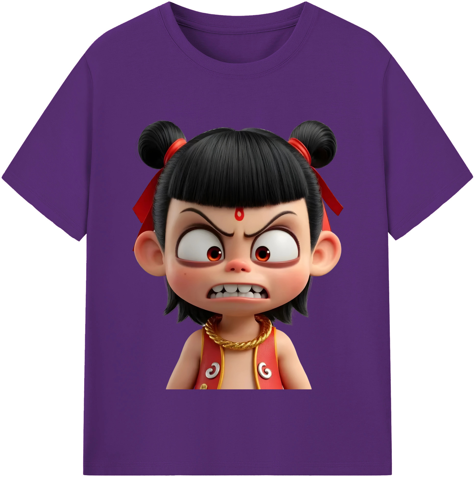 （画像用） Ne Zha 2 ナタ 魔童の大暴れ 綿100％半袖Tシャツ（フロントプリント）