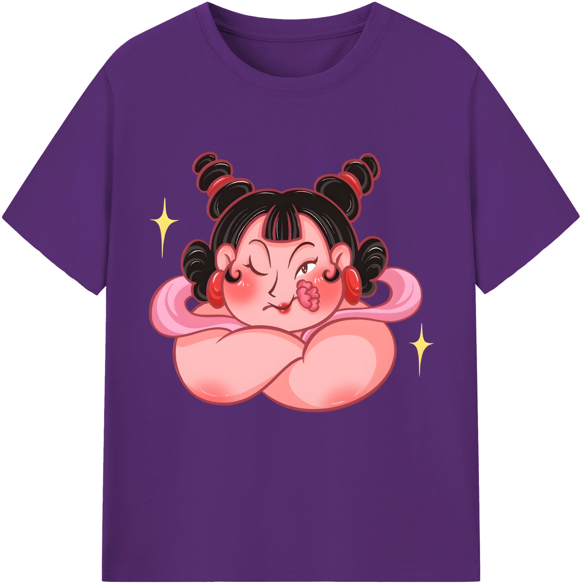 （画像用） Ne Zha 2 ナタ 魔童の大暴れ 綿100％半袖Tシャツ（フロントプリント）