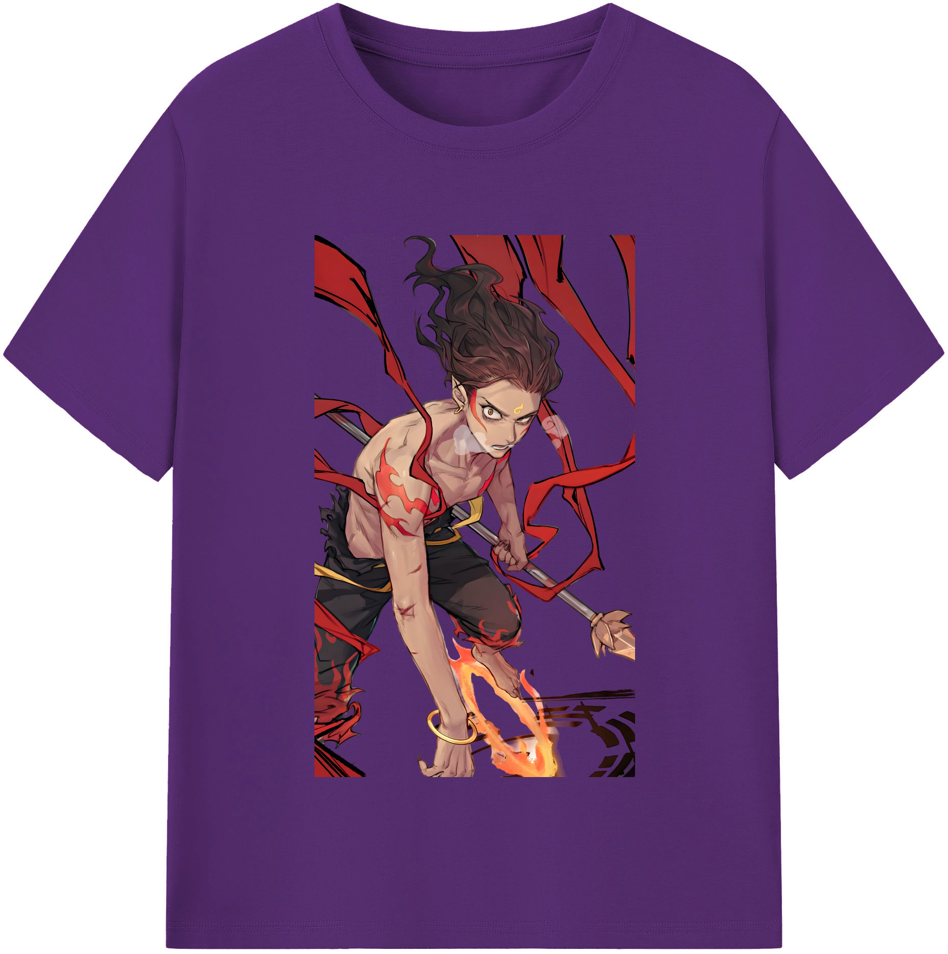 （画像用） Ne Zha 2 ナタ 魔童の大暴れ 綿100％半袖Tシャツ（フロントプリント）