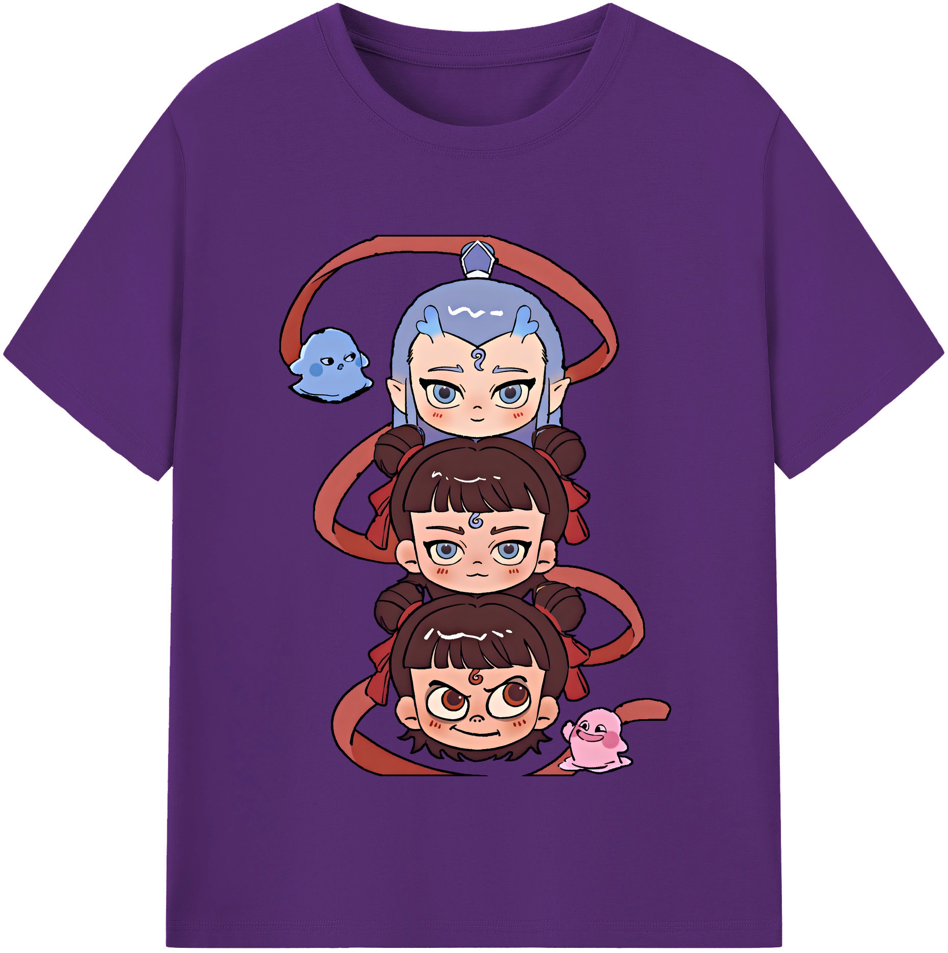 （画像用） Ne Zha 2 ナタ 魔童の大暴れ 綿100％半袖Tシャツ（フロントプリント）