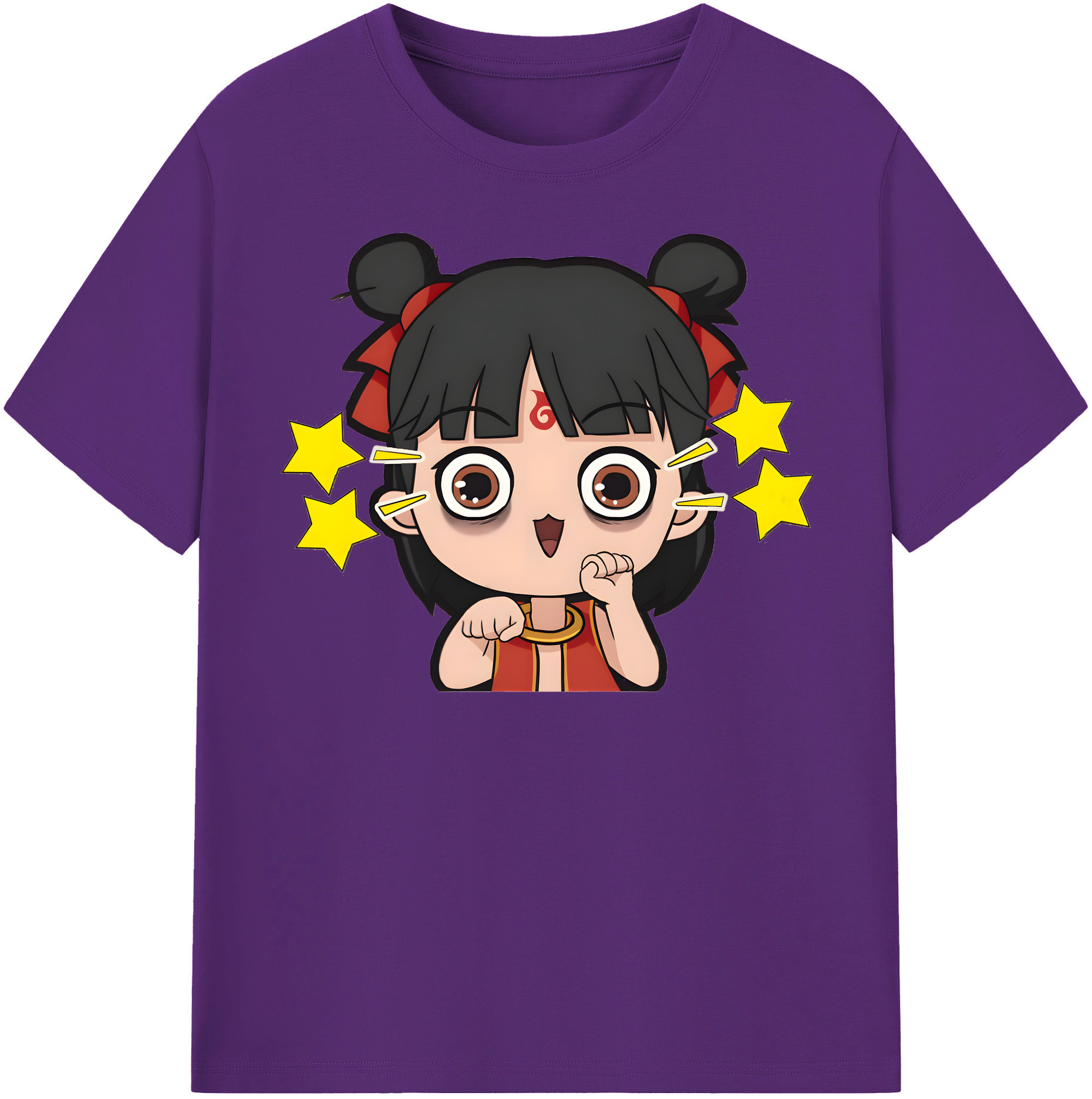 （画像用） Ne Zha 2 ナタ 魔童の大暴れ 綿100％半袖Tシャツ（フロントプリント）