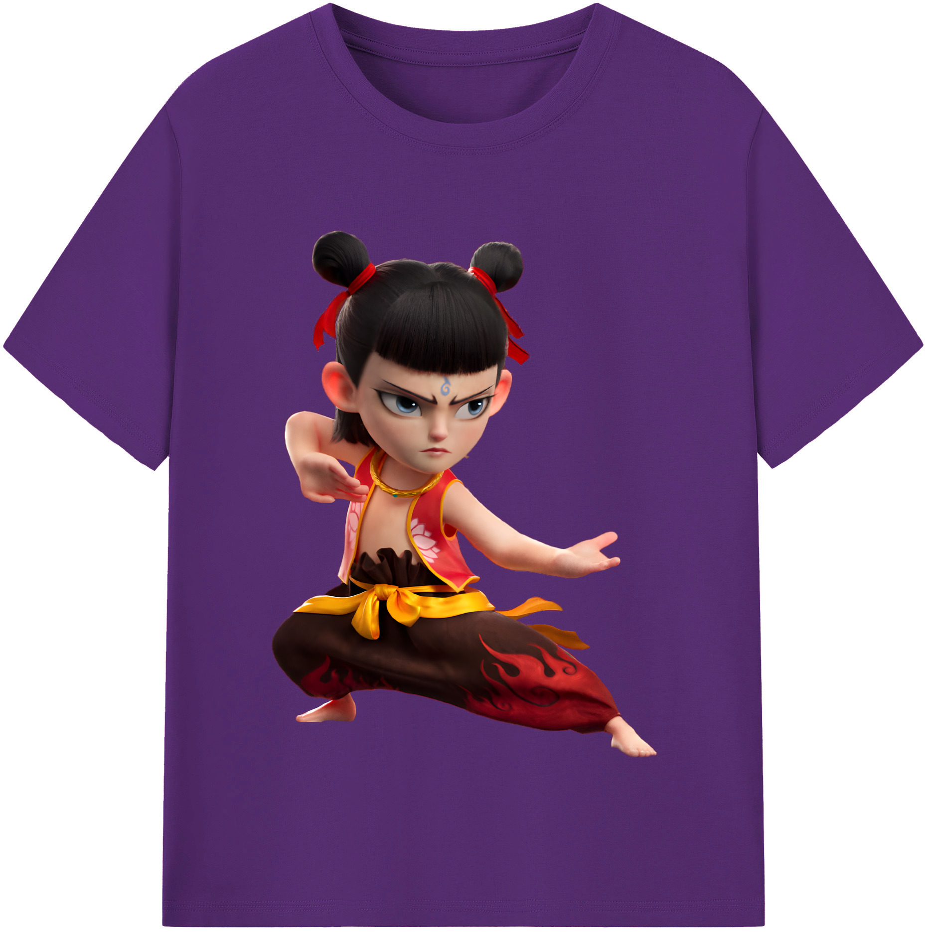 （画像用） Ne Zha 2 ナタ 魔童の大暴れ 綿100％半袖Tシャツ（フロントプリント）