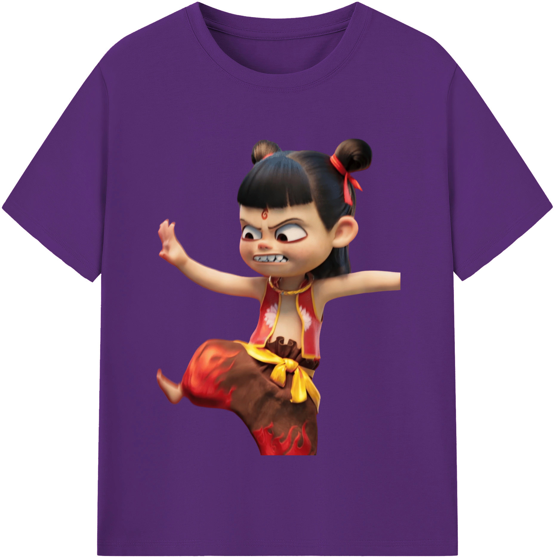 （画像用） Ne Zha 2 ナタ 魔童の大暴れ 綿100％半袖Tシャツ（フロントプリント）