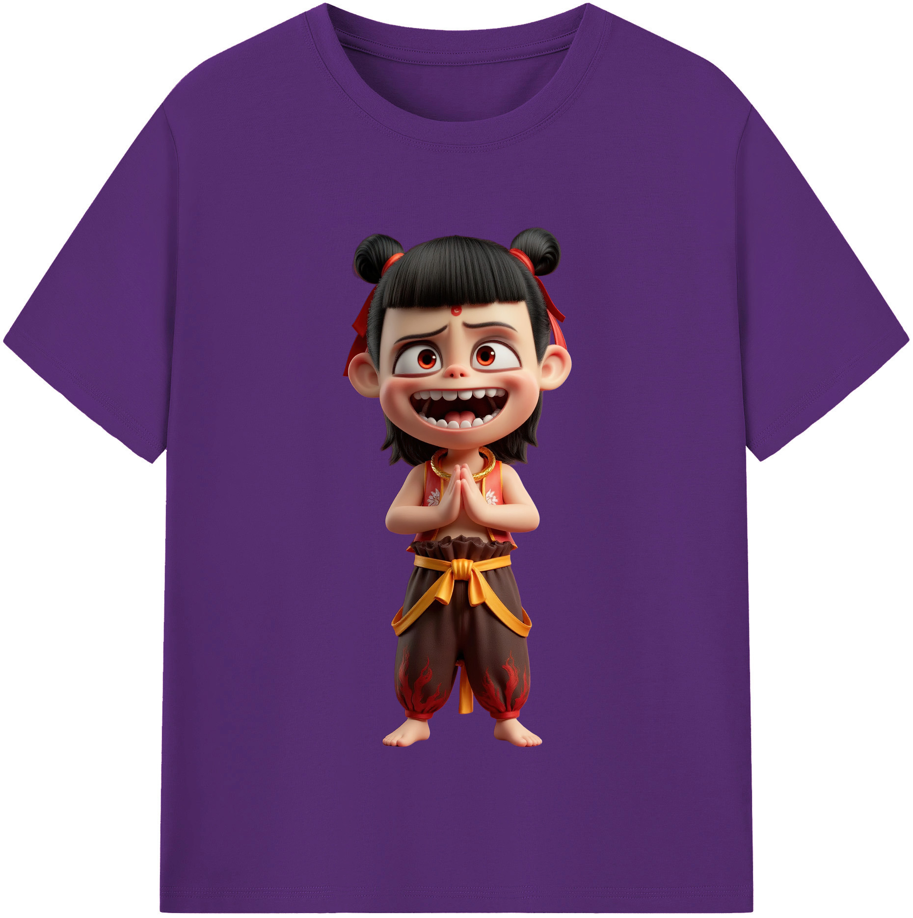 （画像用） Ne Zha 2 ナタ 魔童の大暴れ 綿100％半袖Tシャツ（フロントプリント）