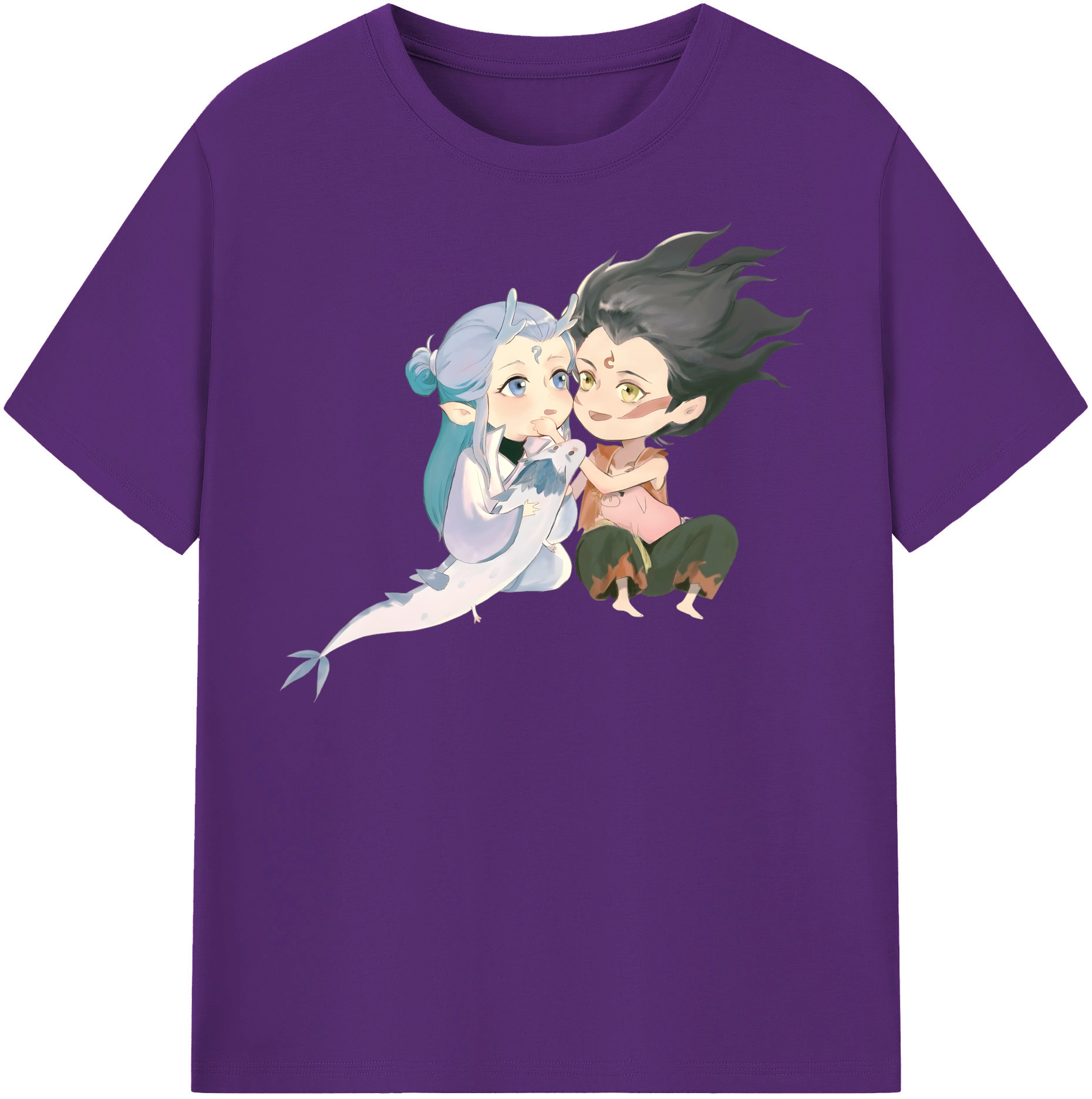 （画像用） Ne Zha 2 ナタ 魔童の大暴れ 綿100％半袖Tシャツ（フロントプリント）