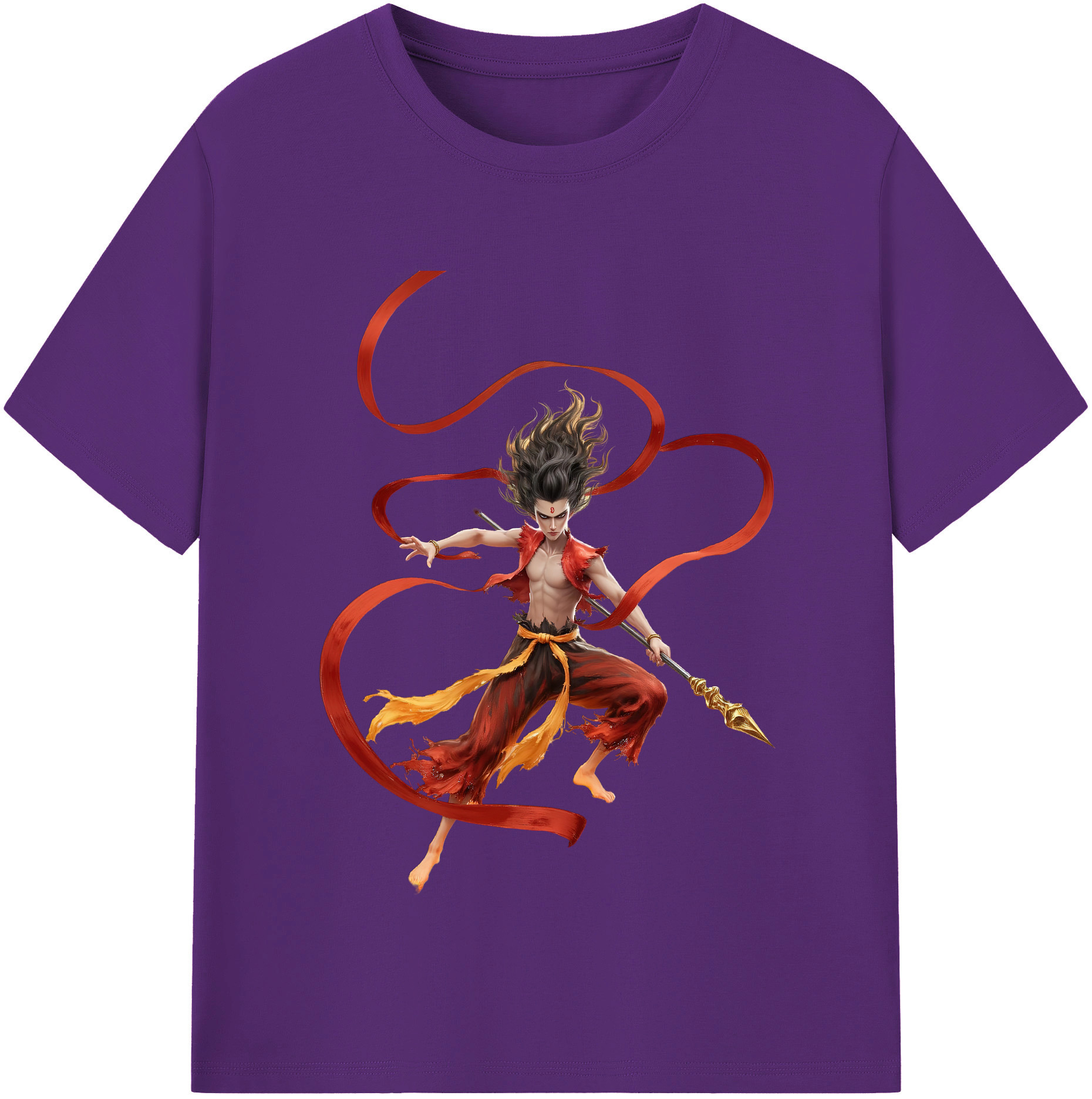 （画像用） Ne Zha 2 ナタ 魔童の大暴れ 綿100％半袖Tシャツ（フロントプリント）