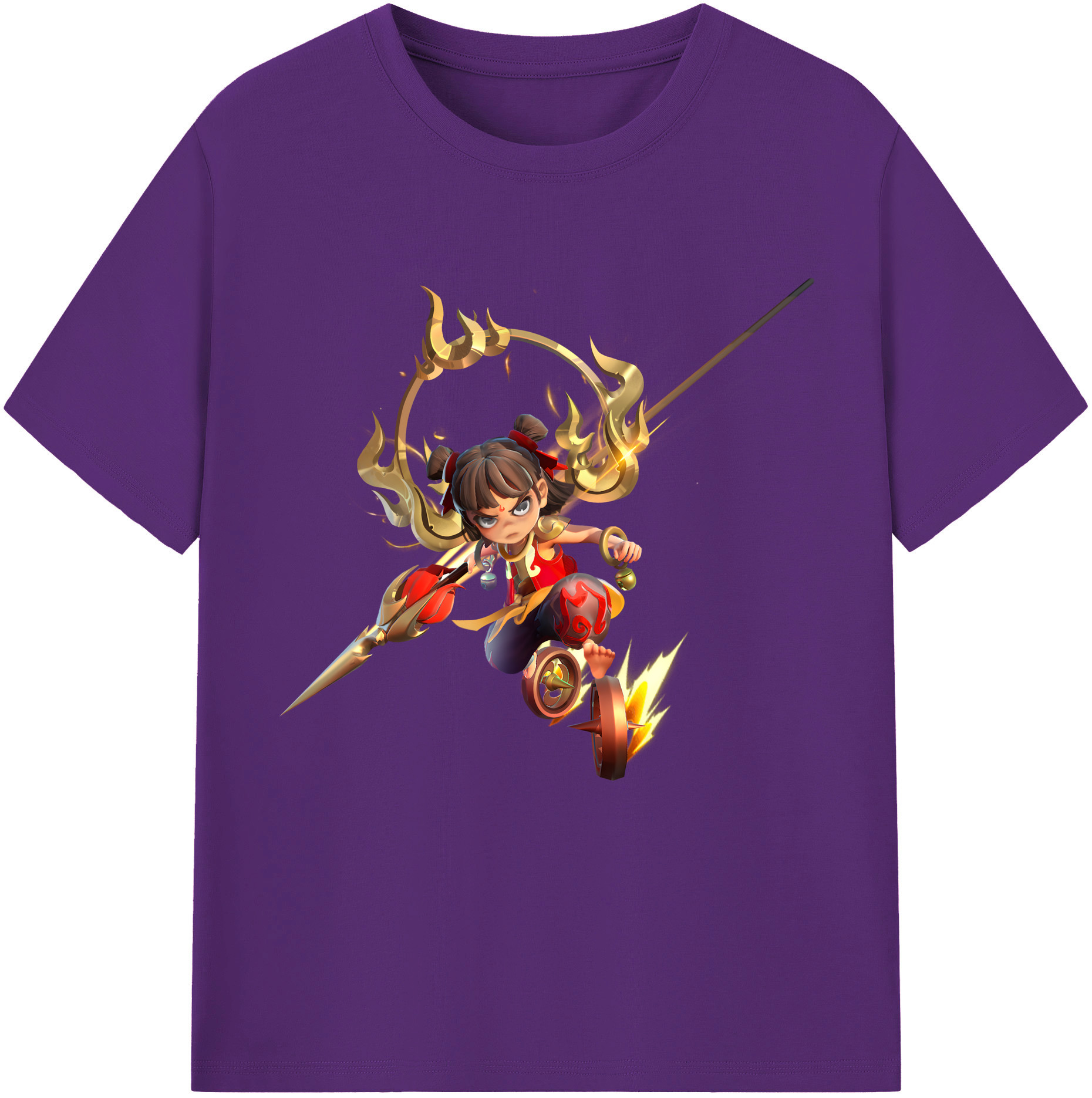 （画像用） Ne Zha 2 ナタ 魔童の大暴れ 綿100％半袖Tシャツ（フロントプリント）
