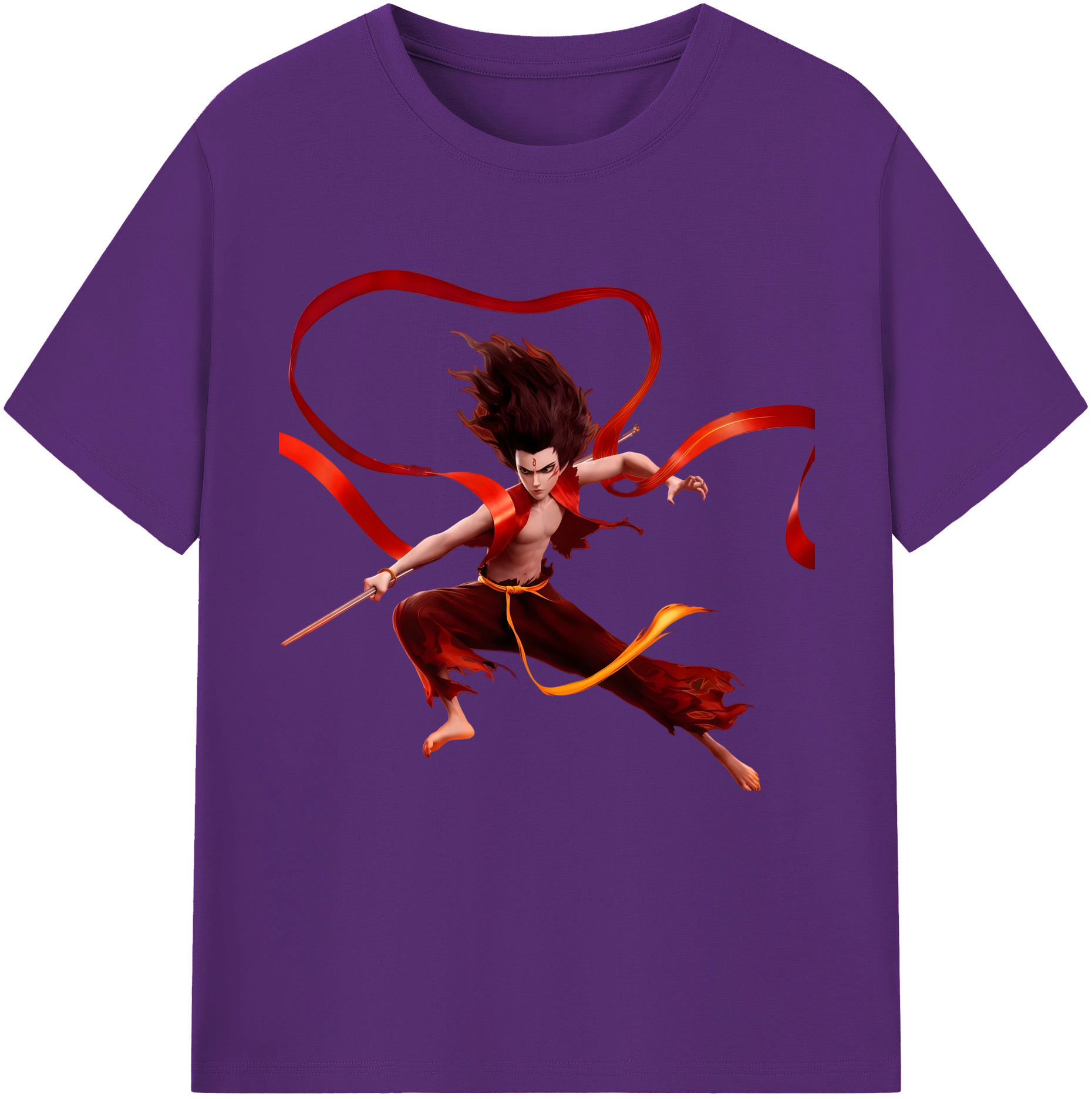 （画像用） Ne Zha 2 ナタ 魔童の大暴れ 綿100％半袖Tシャツ（フロントプリント）